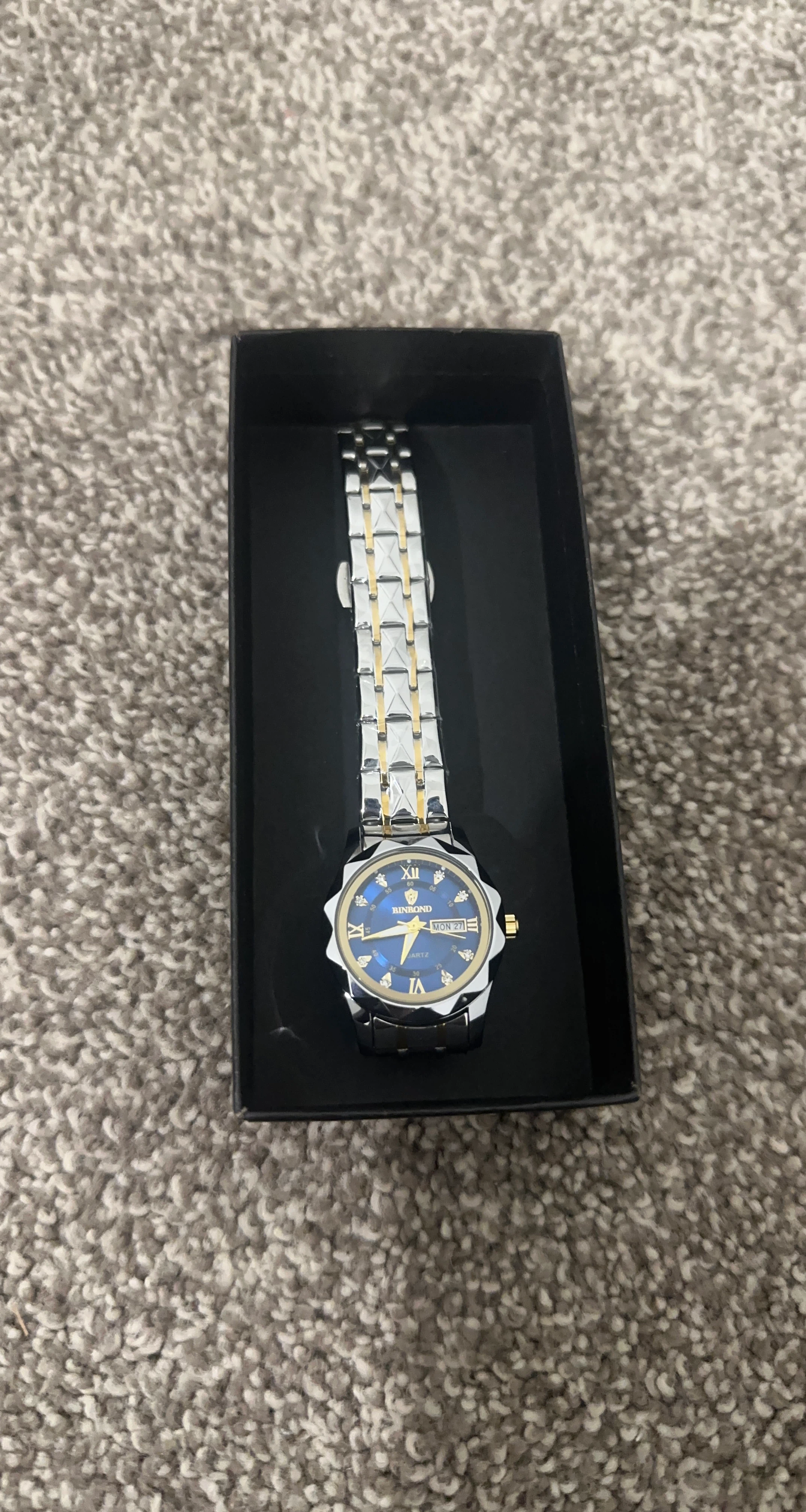 BINBOND Quartz Watch with Blue Face