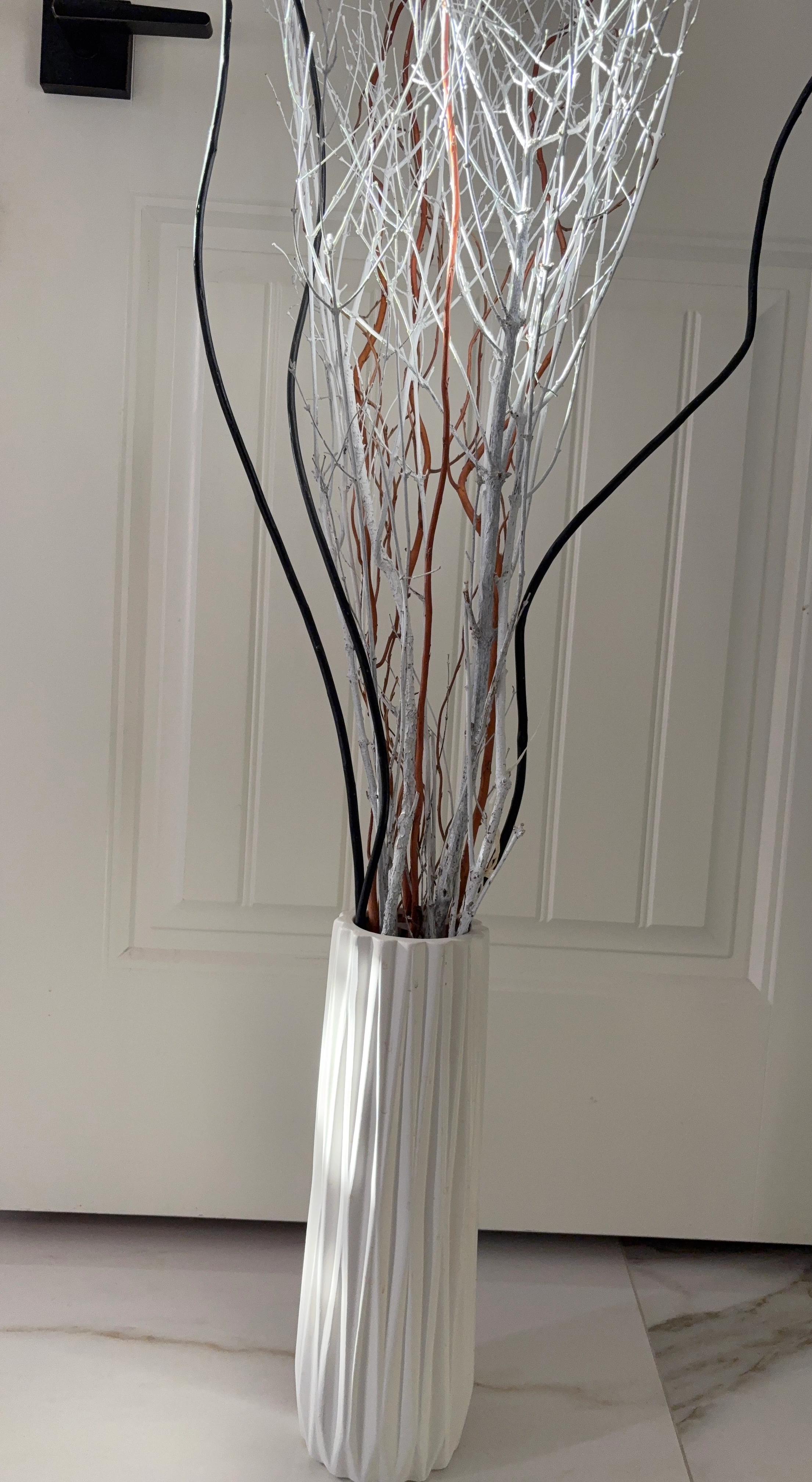 Decorative White Vase with Branch Arrangement - photo 2