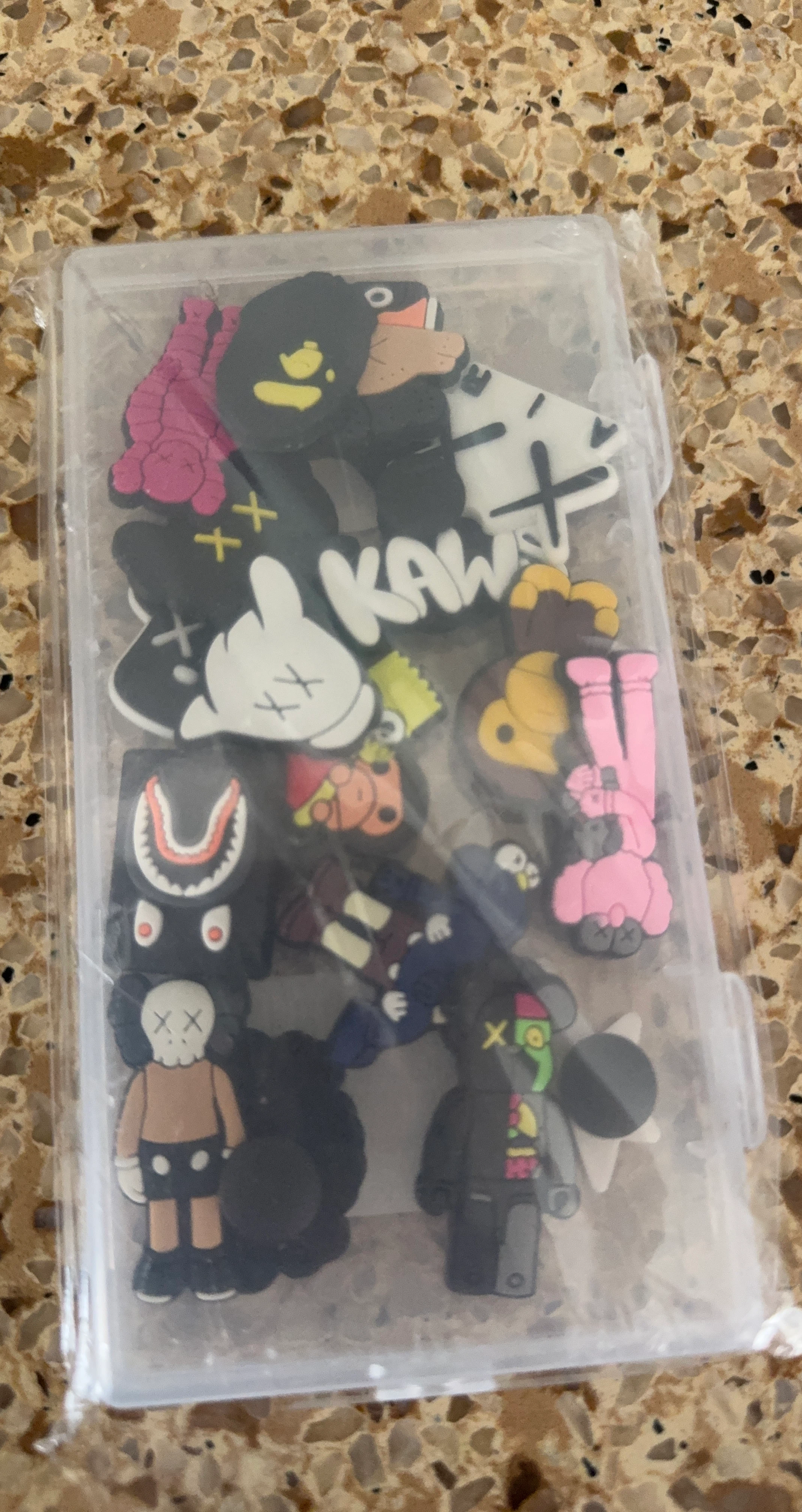 KAWS and Bape style shoe charms set
