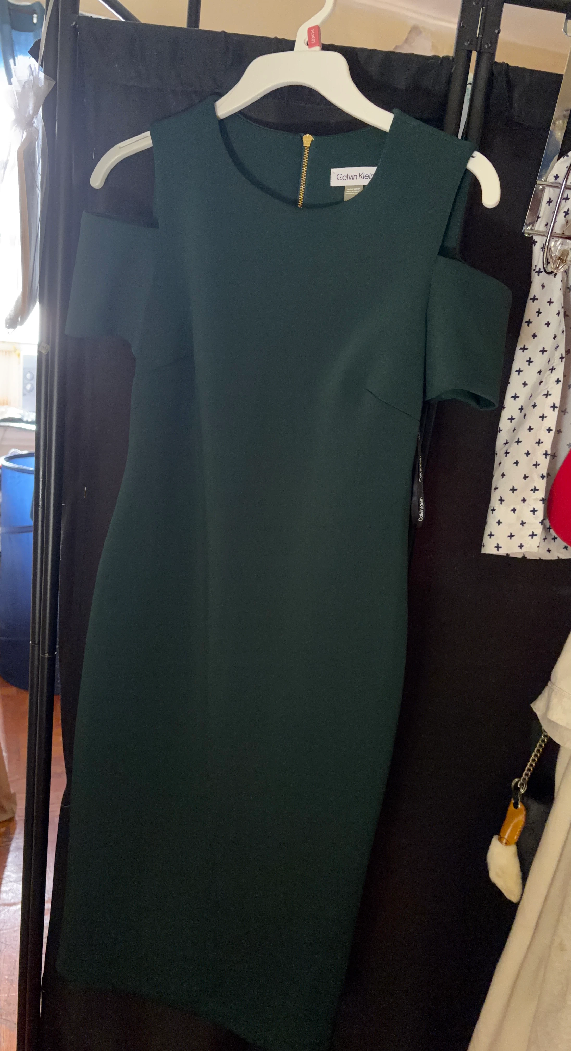 Calvin Klein Cold Shoulder Dress Green XXS