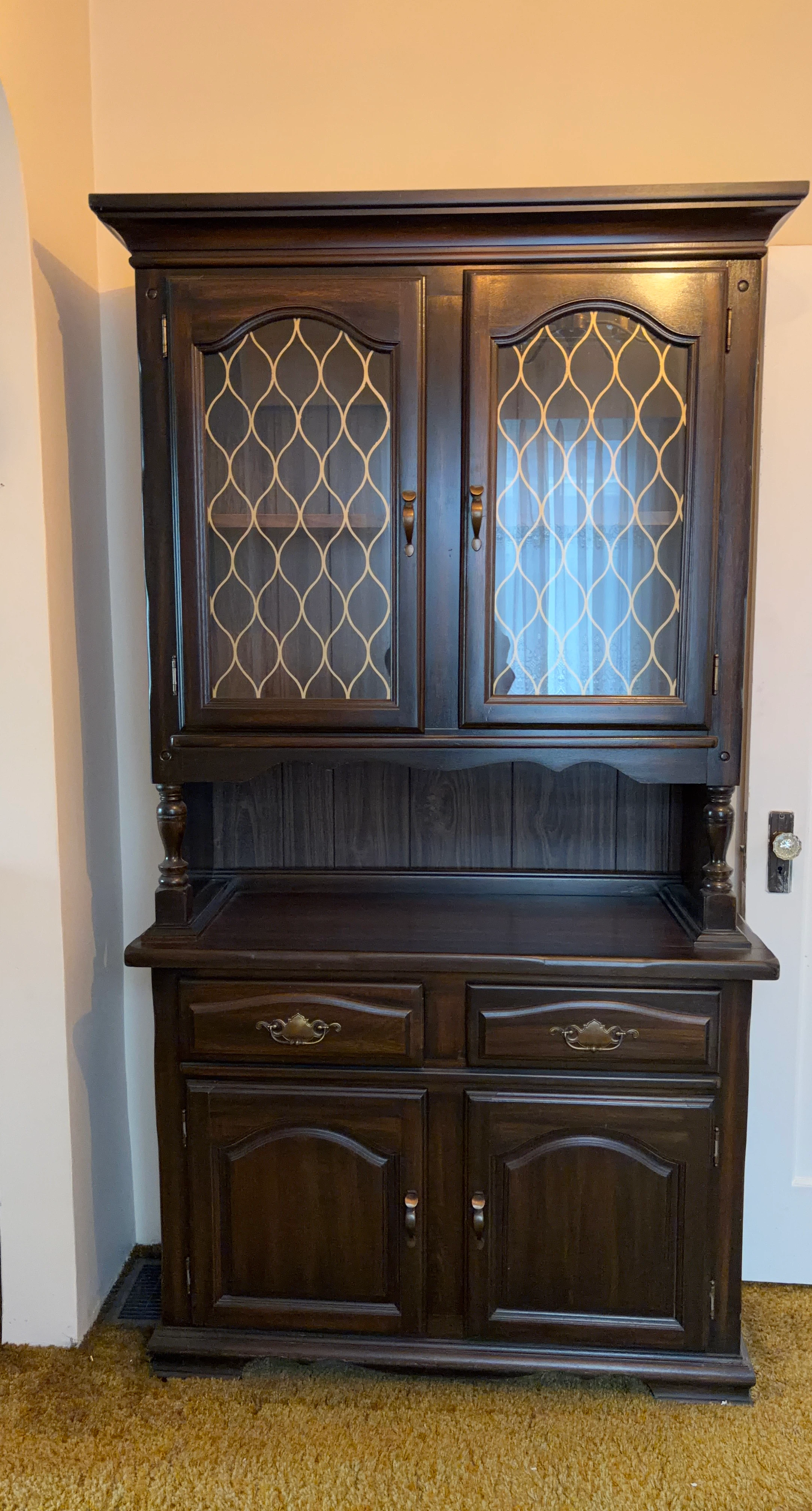 Dark Wood Hutch Cabinet