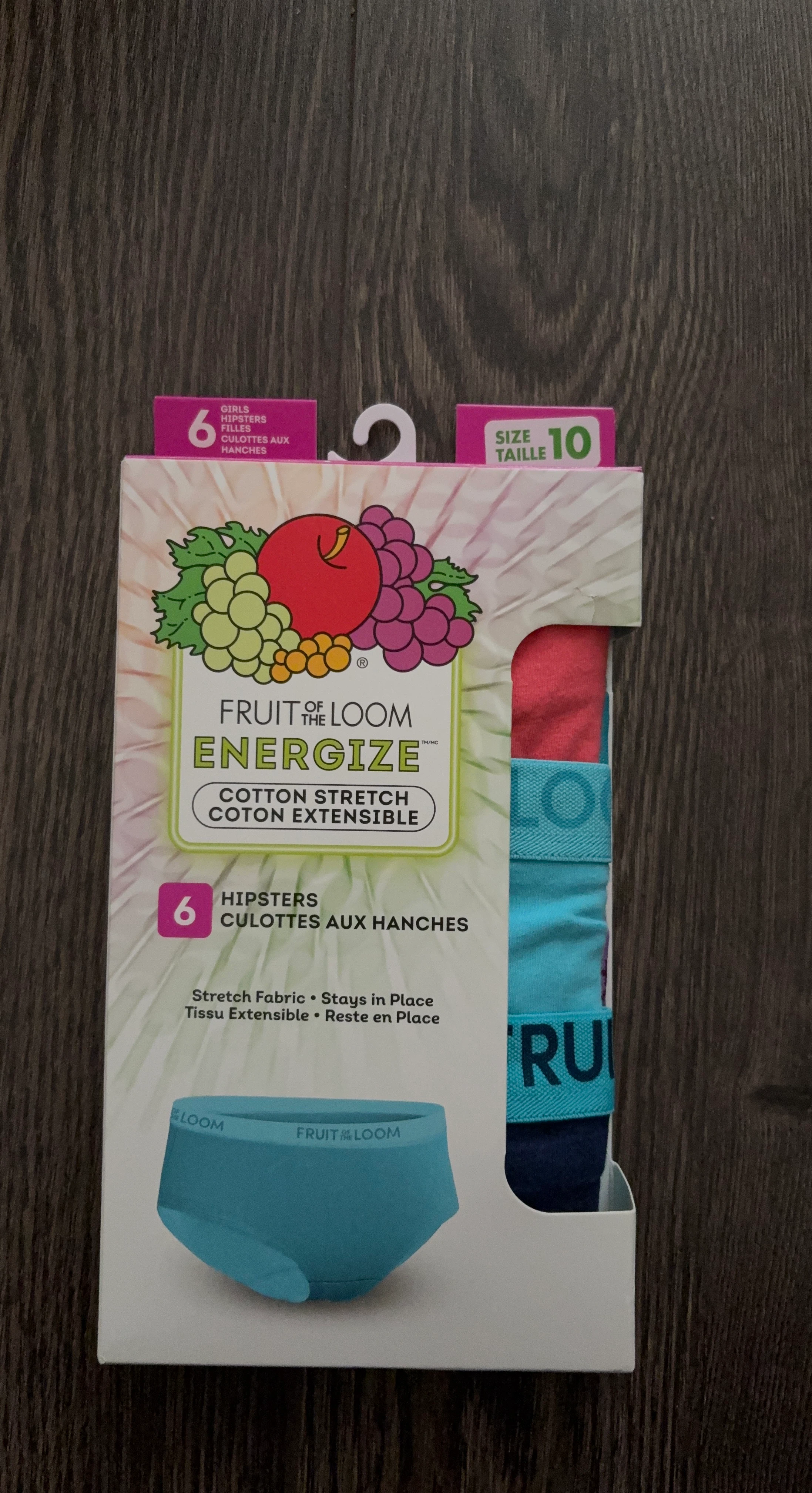 Fruit of the Loom Energize Girls Hipsters Size 10