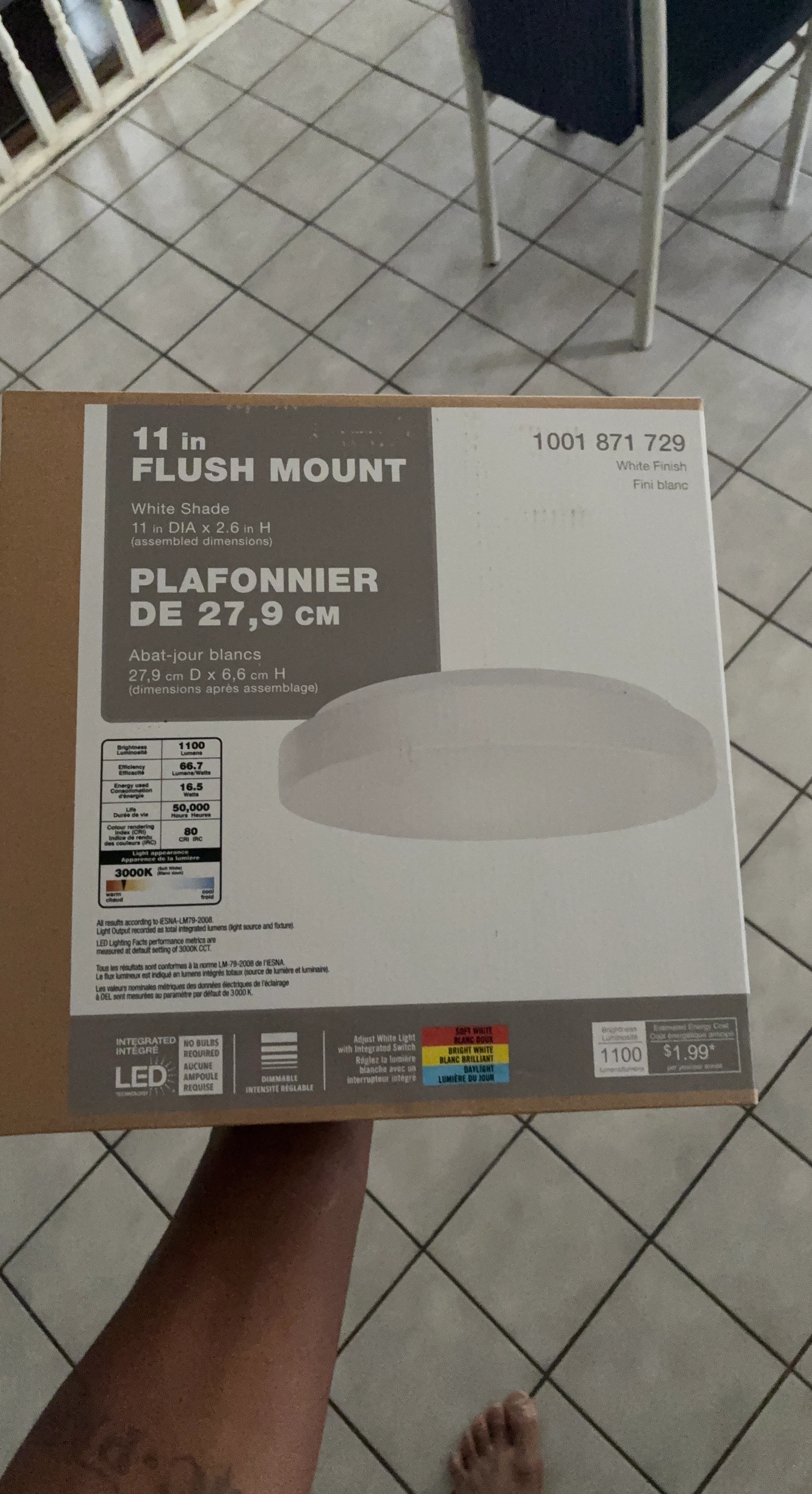 11 in LED Flush Mount Light - White