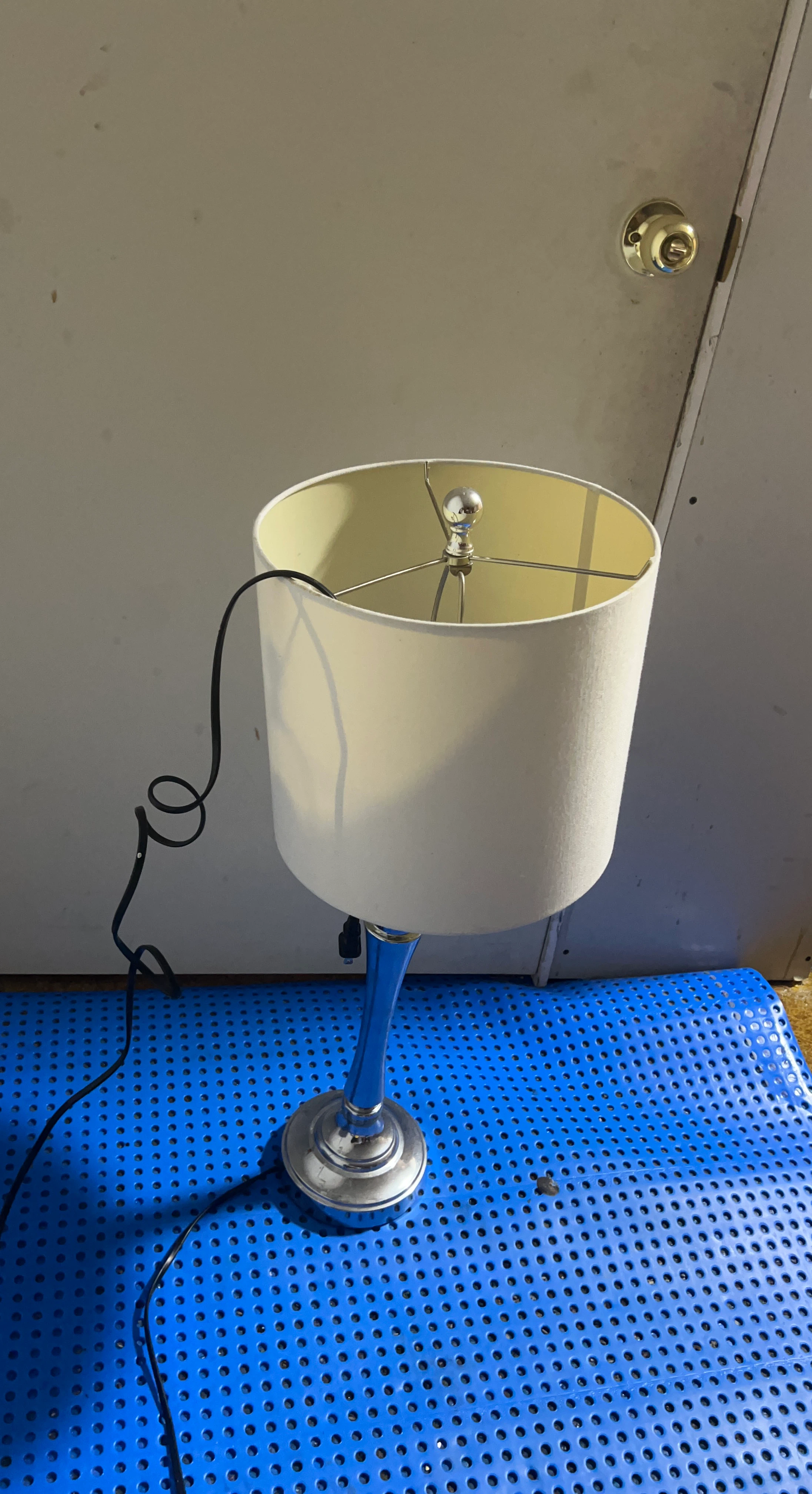 Chrome Base Table Lamp with Fabric Shade