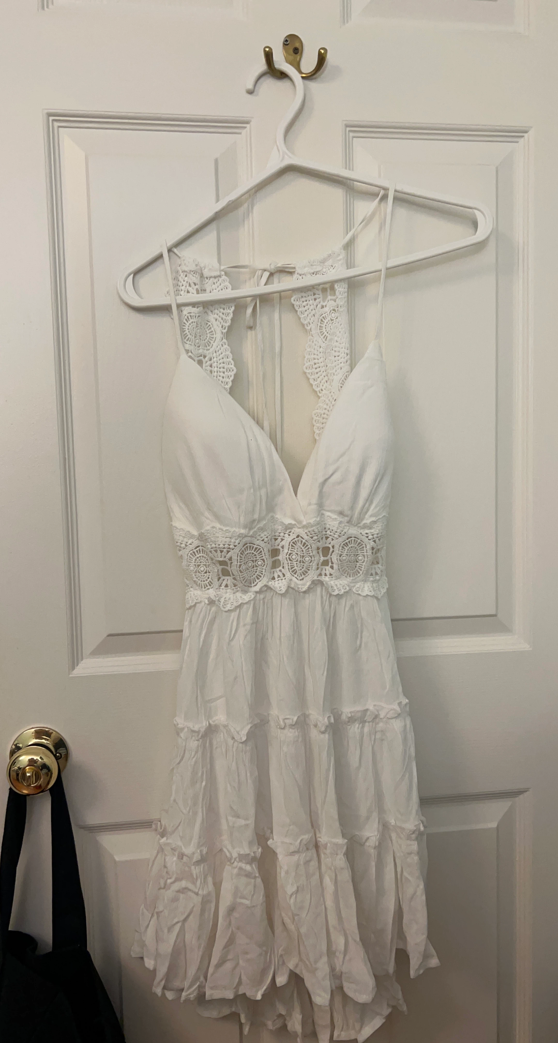 Iris Basic White Crochet Detail Dress