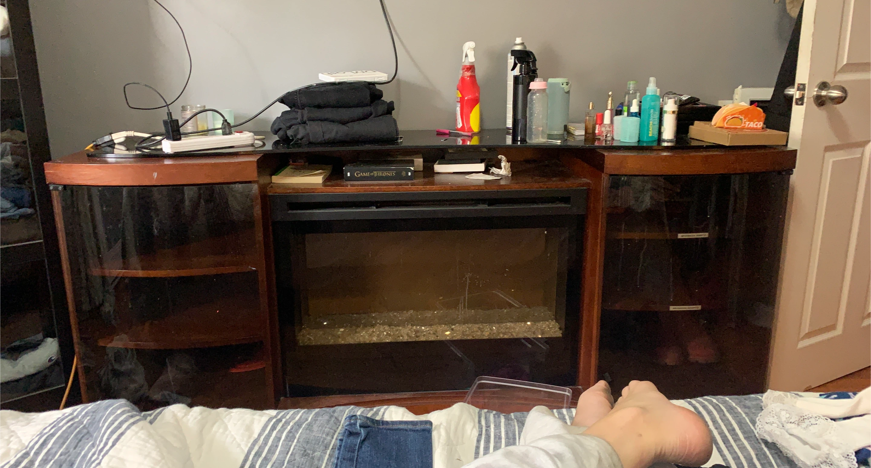TV Stand fireplace not included
