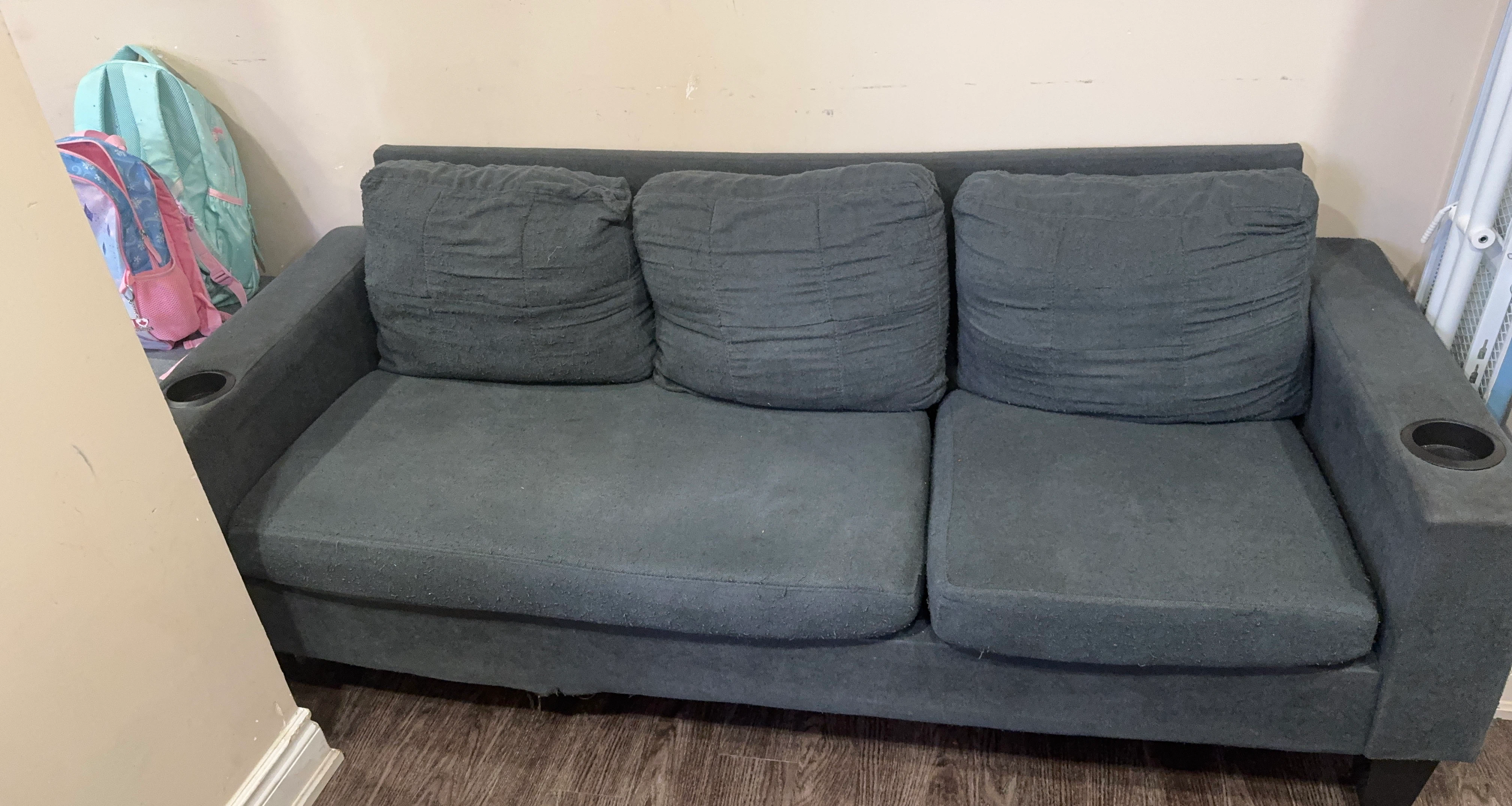 Dark Grey Three-Seater Sofa