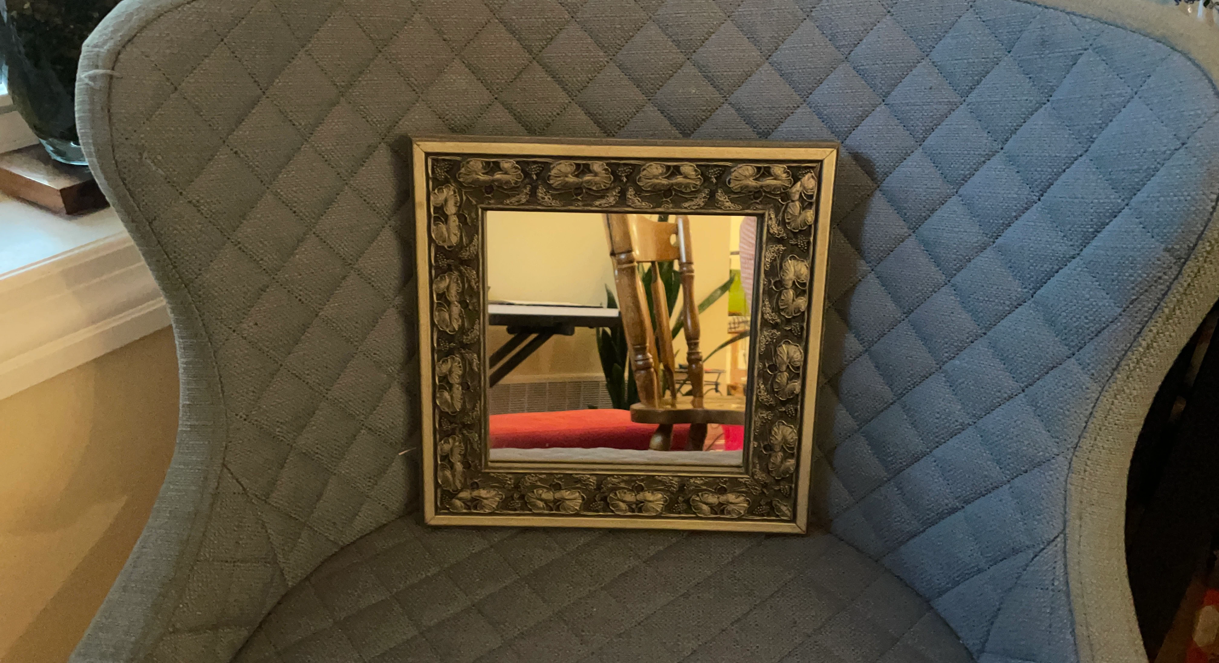 Square Decorative Wall Mirror with Ornate Frame