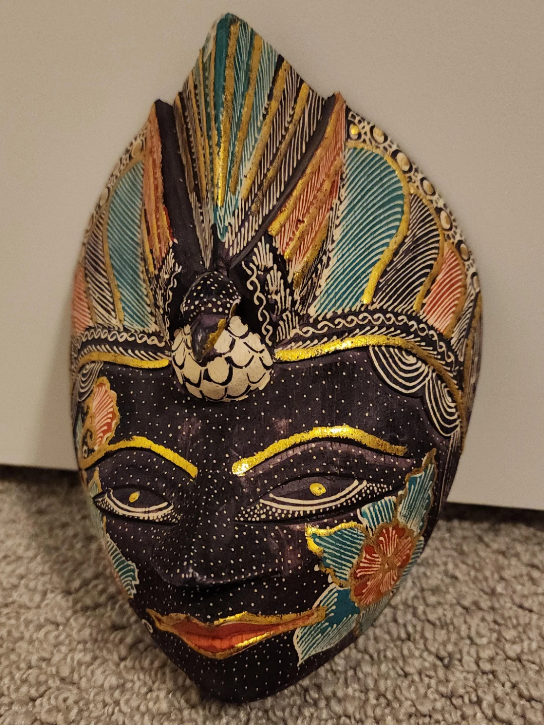 Hand-painted Wooden Indonesian Mask