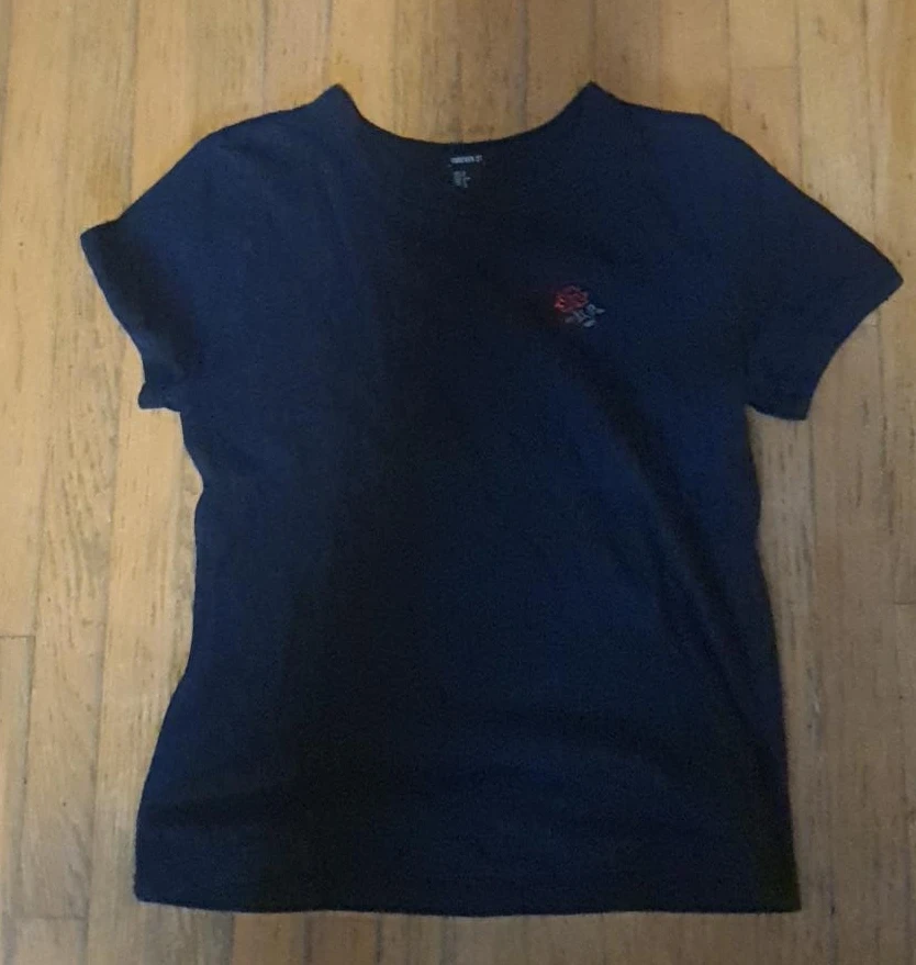 Forever 21 black rose embroidered t-shirt
