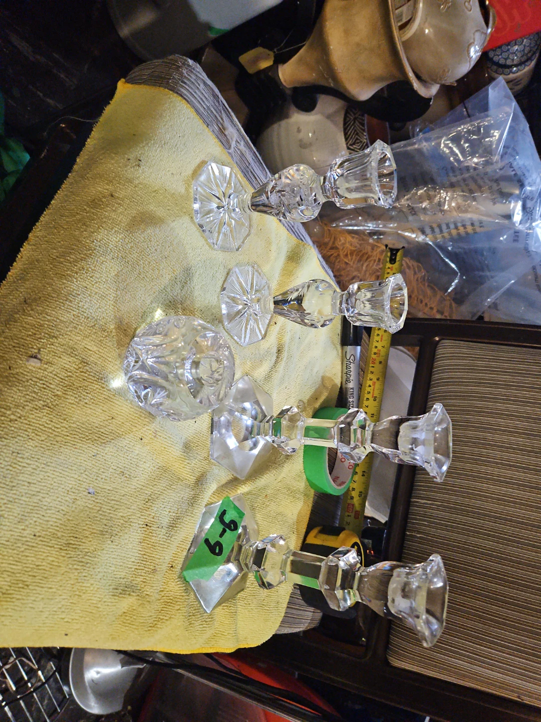 Set of 5 Crystal Candle Holders