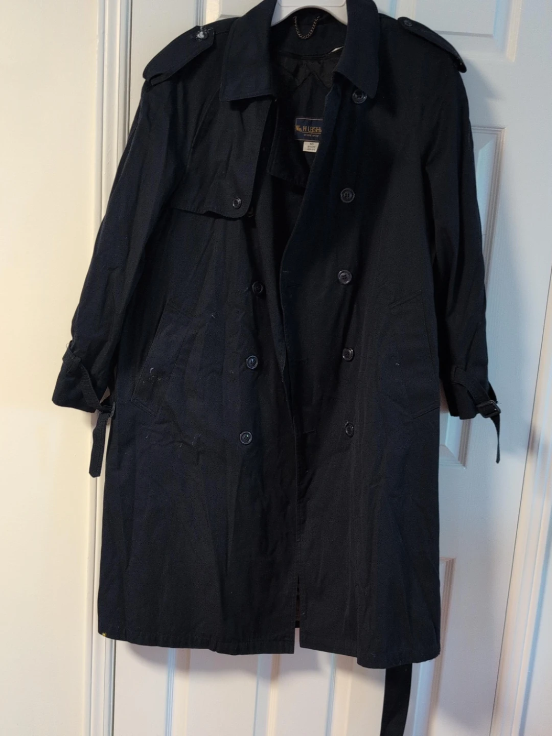 H. Leash Black Trench Coat