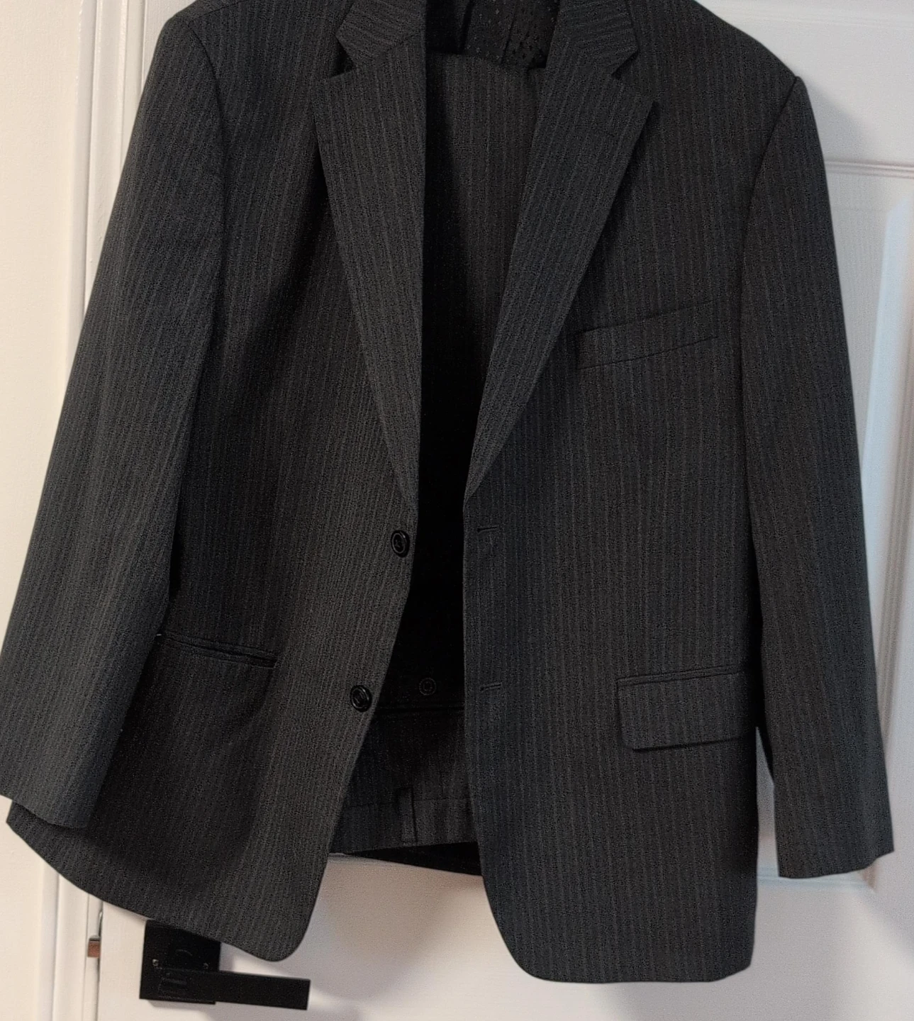 Dark Grey Pinstriped Suit Set