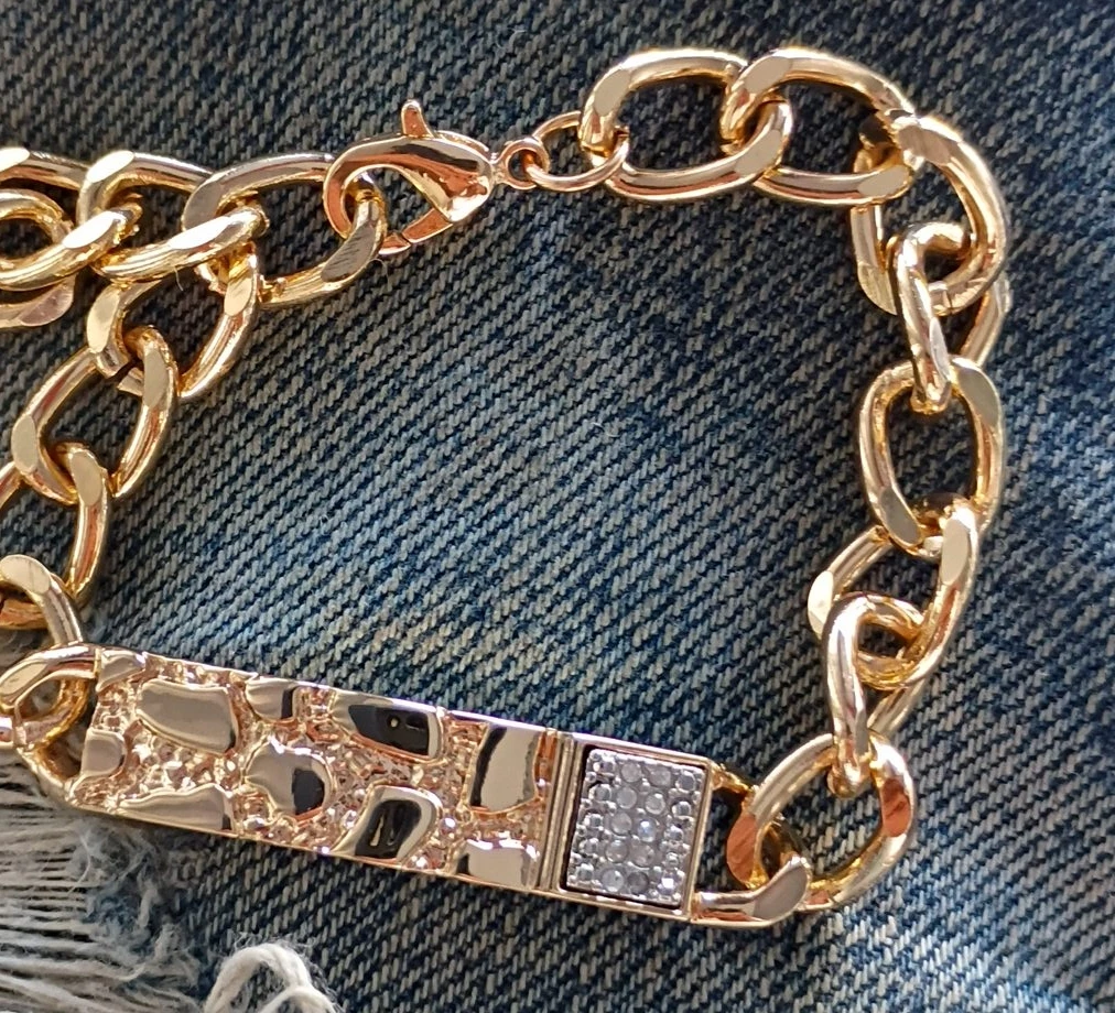 Gold Tone Nugget Chain Bracelet
