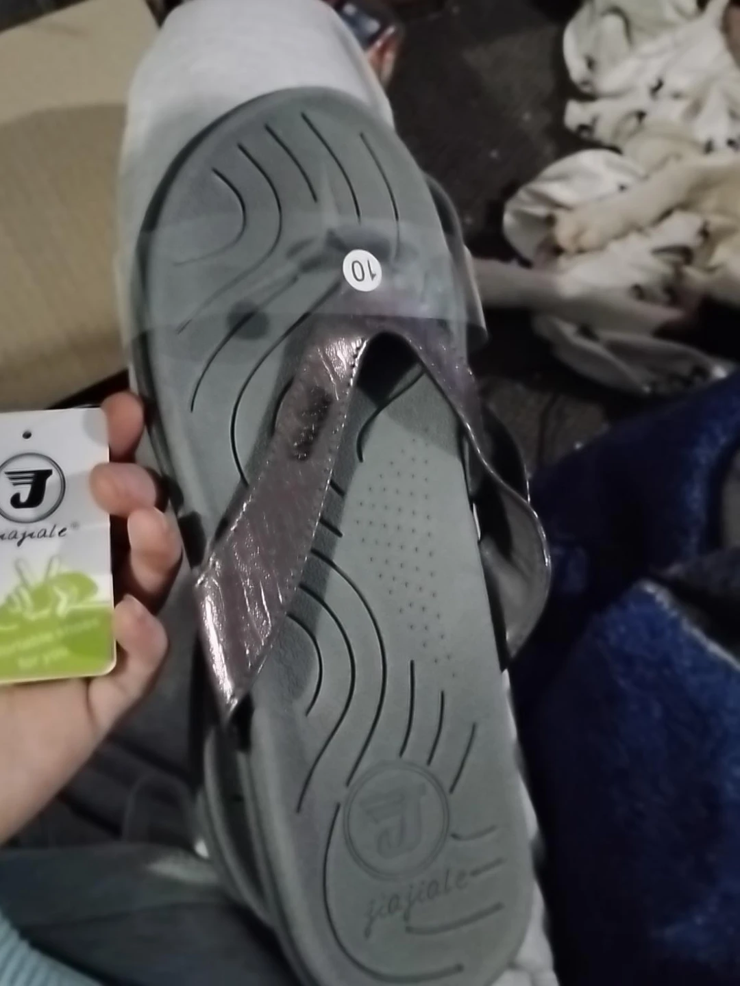 JiaJiale Grey Flip Flops Size 10