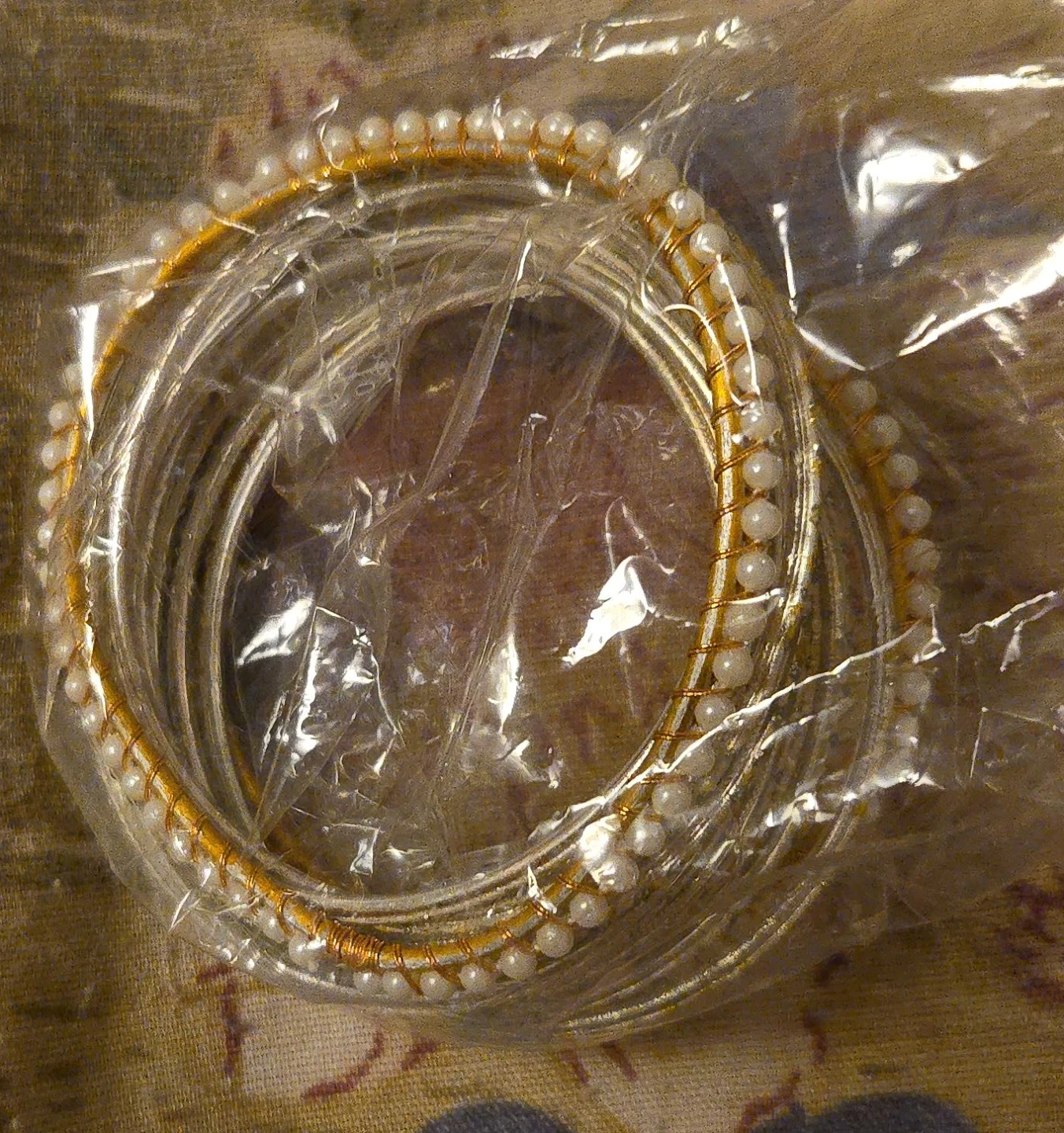 Gold and Pearl Bangle Bracelets