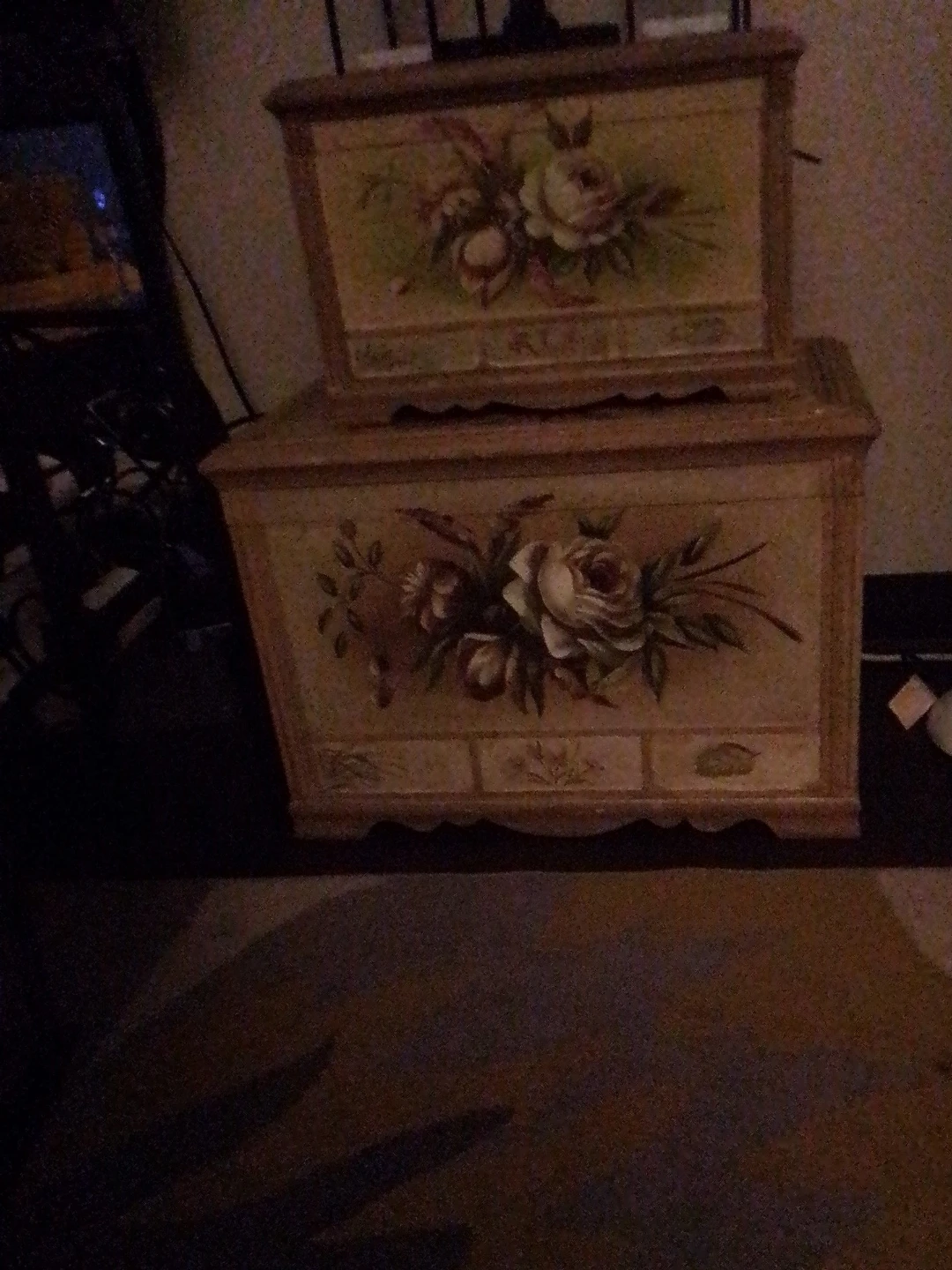 Set of Two Floral Storage Chests