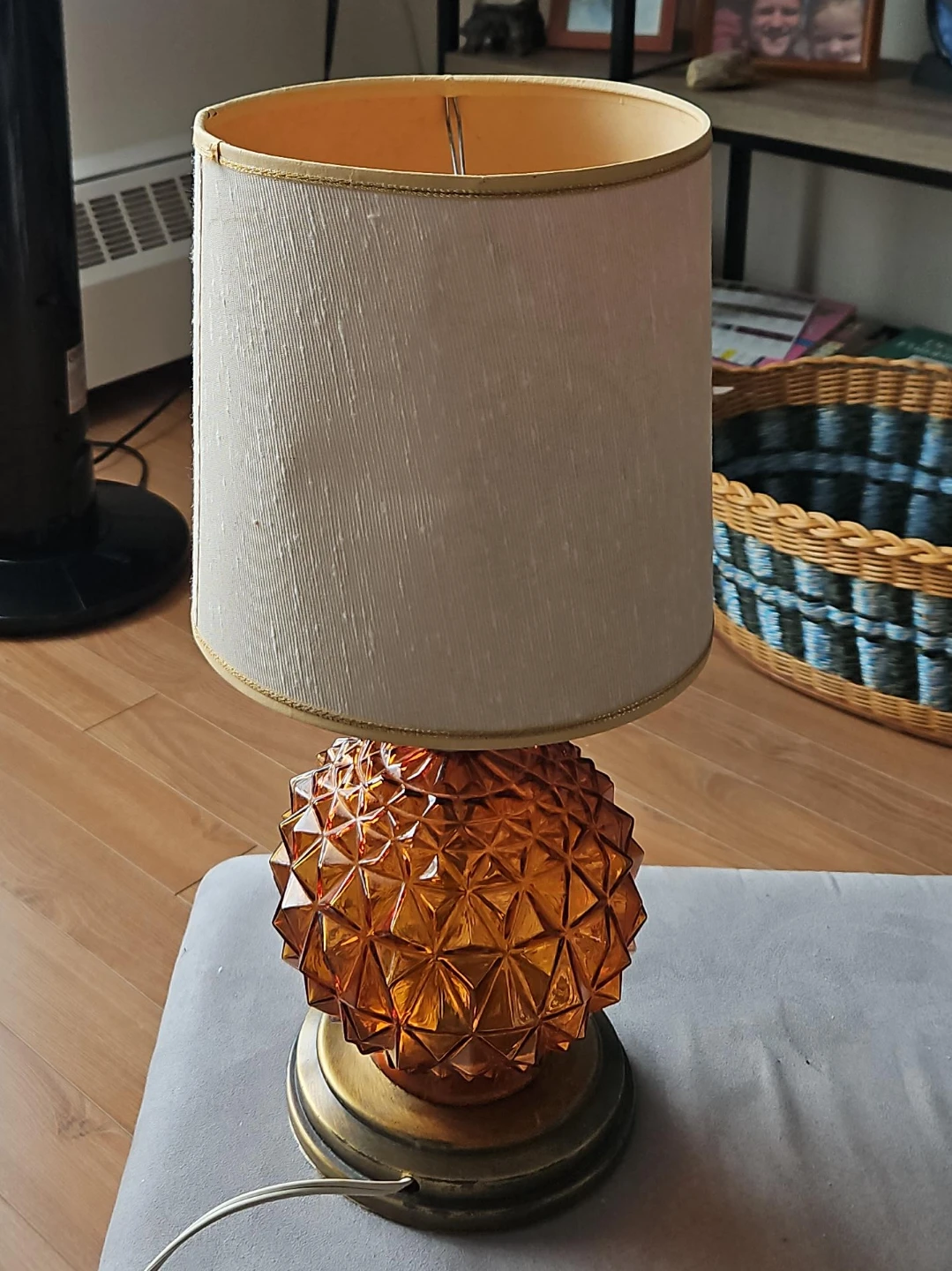 Vintage amber glass table lamp