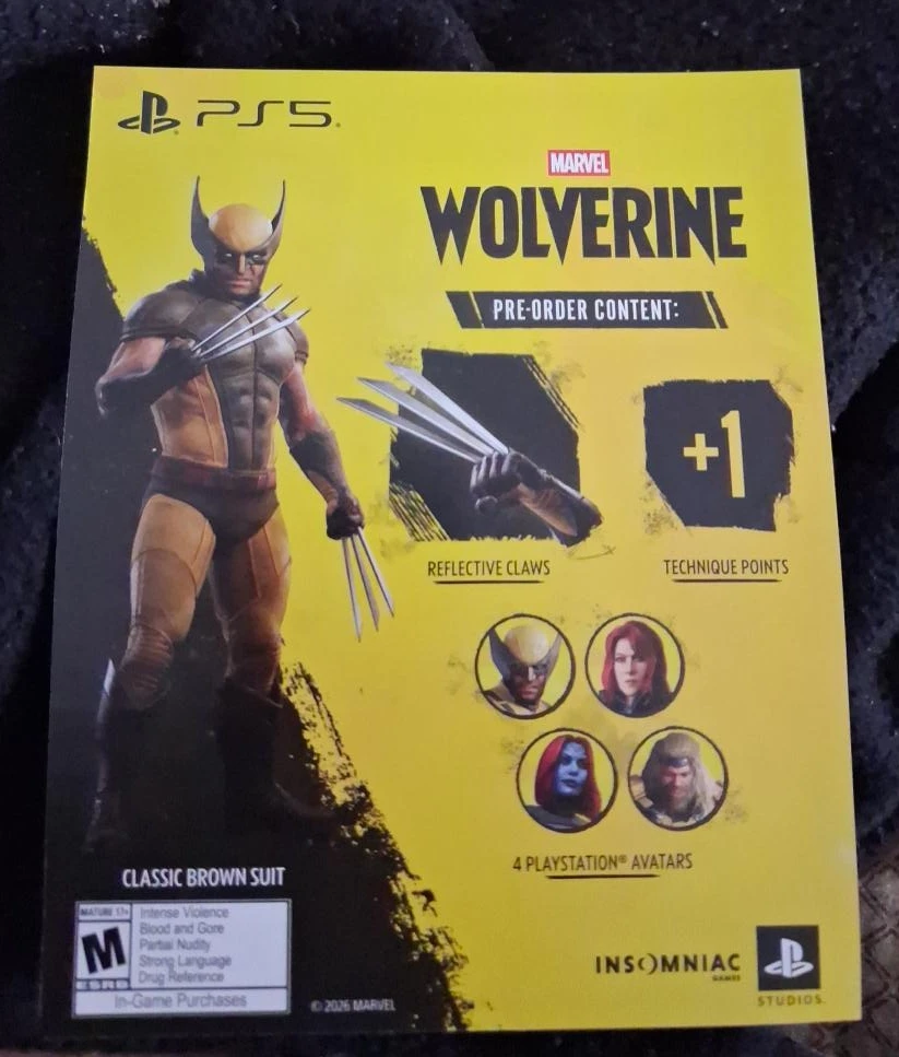 Marvel Wolverine PS5 Pre-Order Content Code