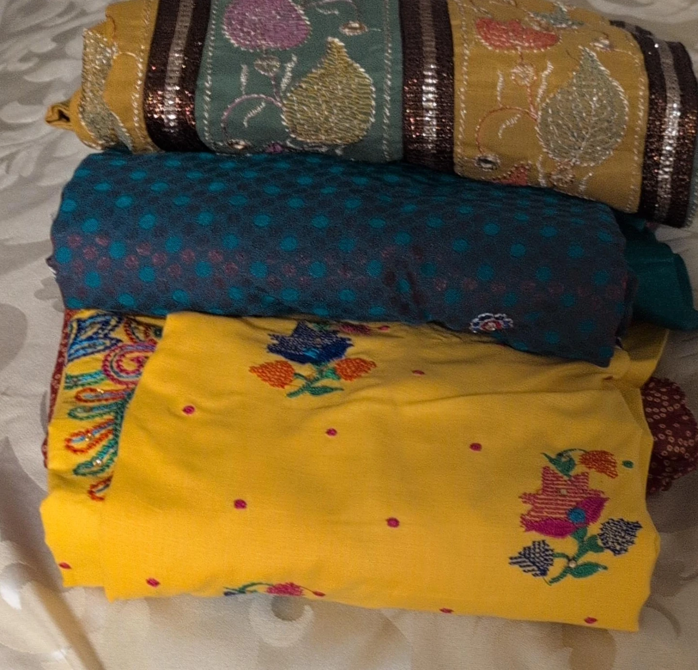 Three piece embroidered Indian suit