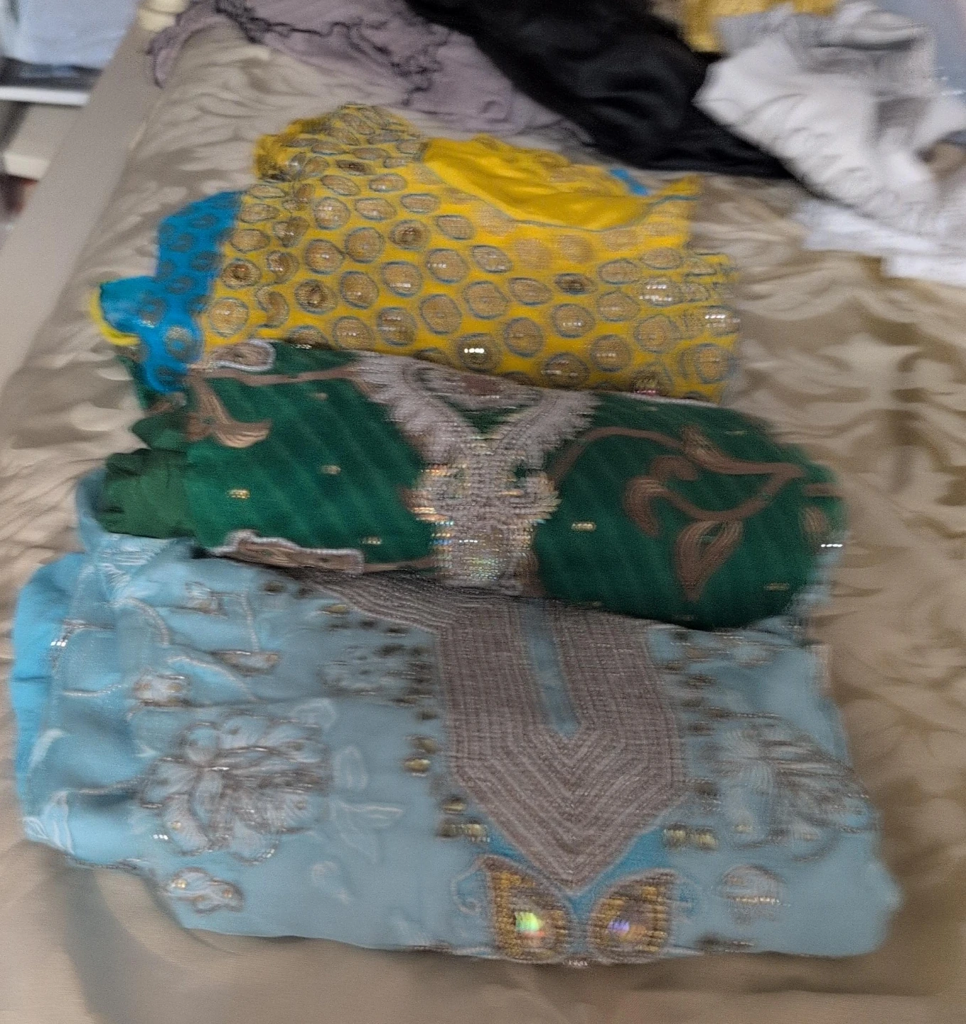 Three Embellished Pakistani Salwar Kameez Suits