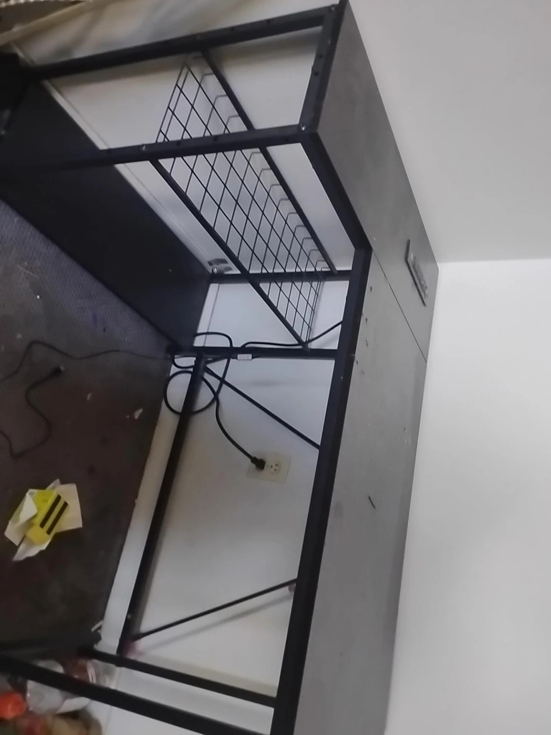 Black Metal Desk with Side Shelving
