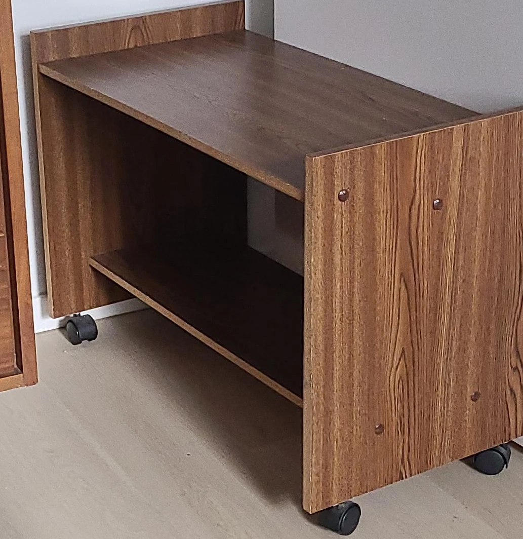 Wood Grain Rolling Storage Cart