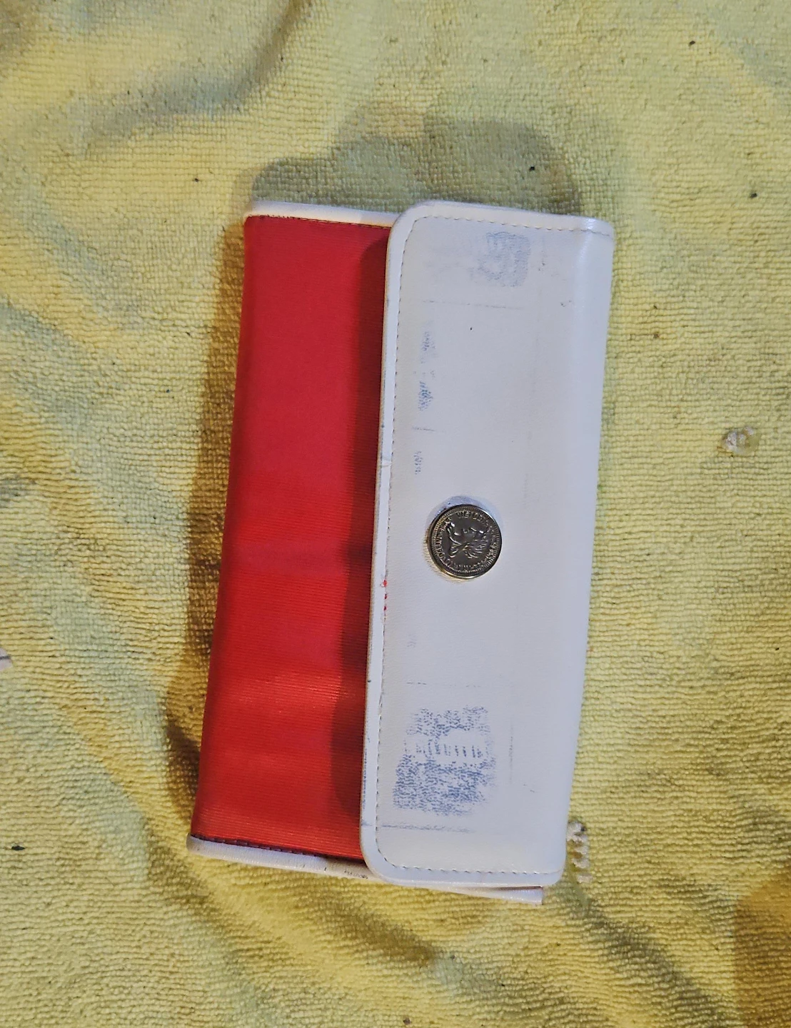 Red and White Bifold Wallet Clutch