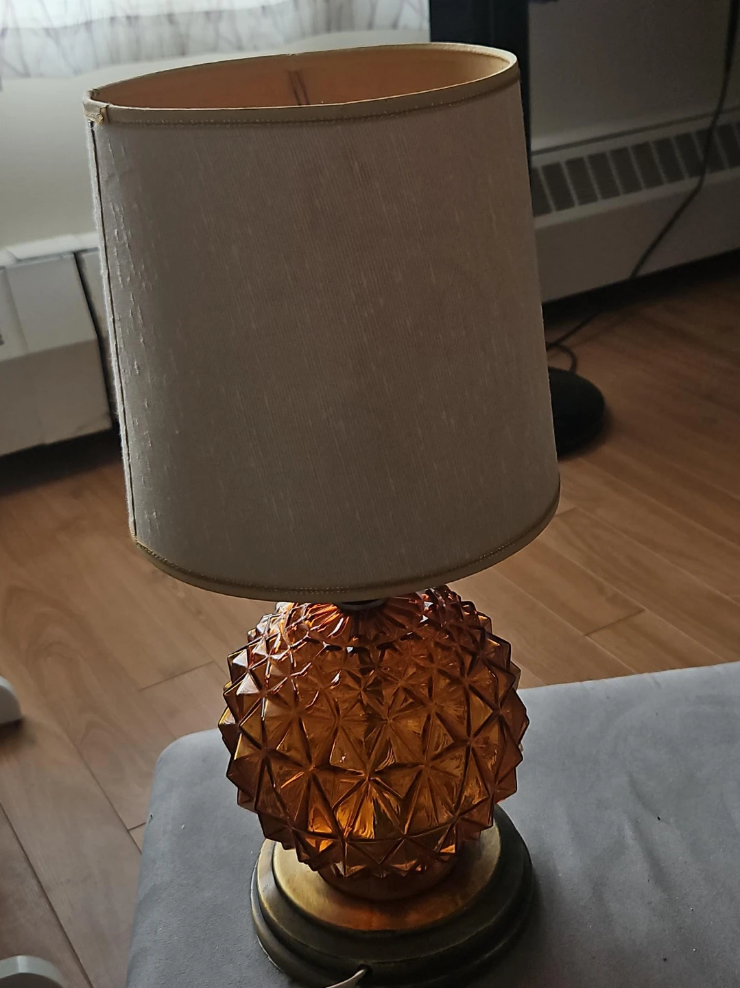 Vintage amber glass table lamp