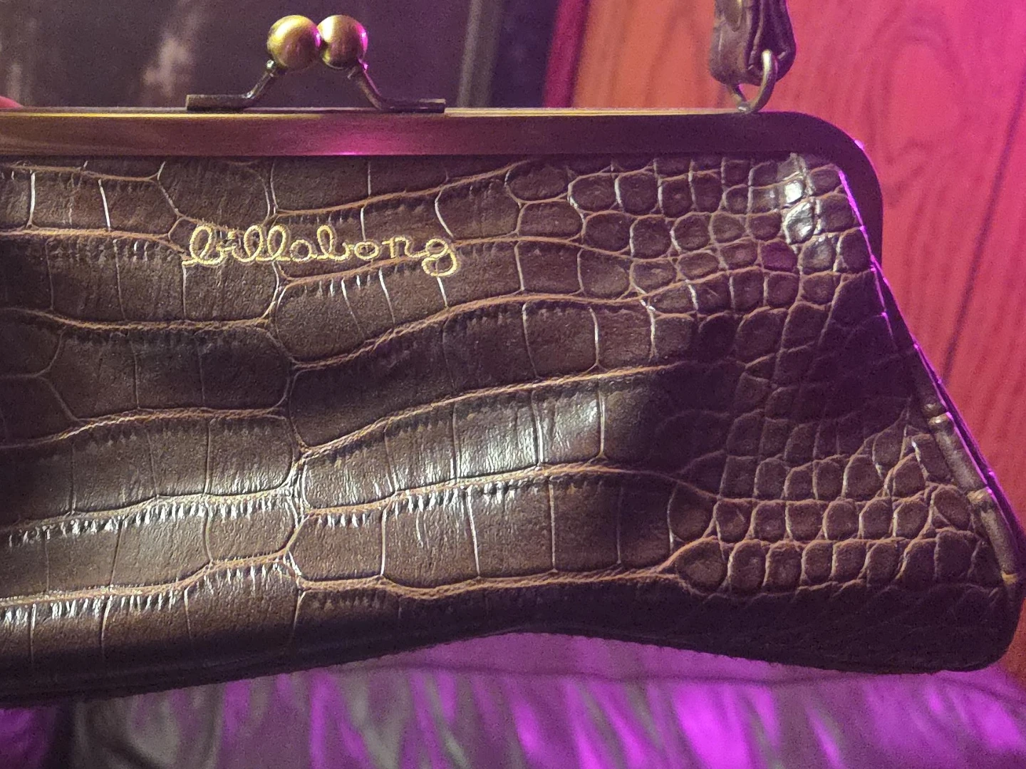Billabong Brown Croc Embossed Clutch Bag