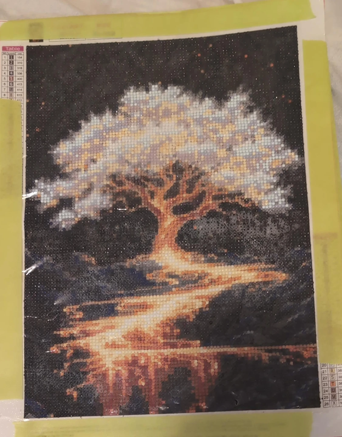 Completed Diamond Painting - Glowing Tree Scene