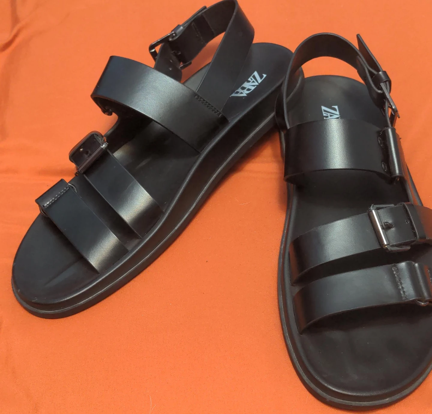 Zara Black Buckle Sandals - Size  11