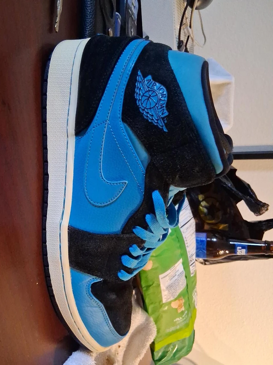 Nike Air Jordan 1 Mid Blue and Black Sneakers