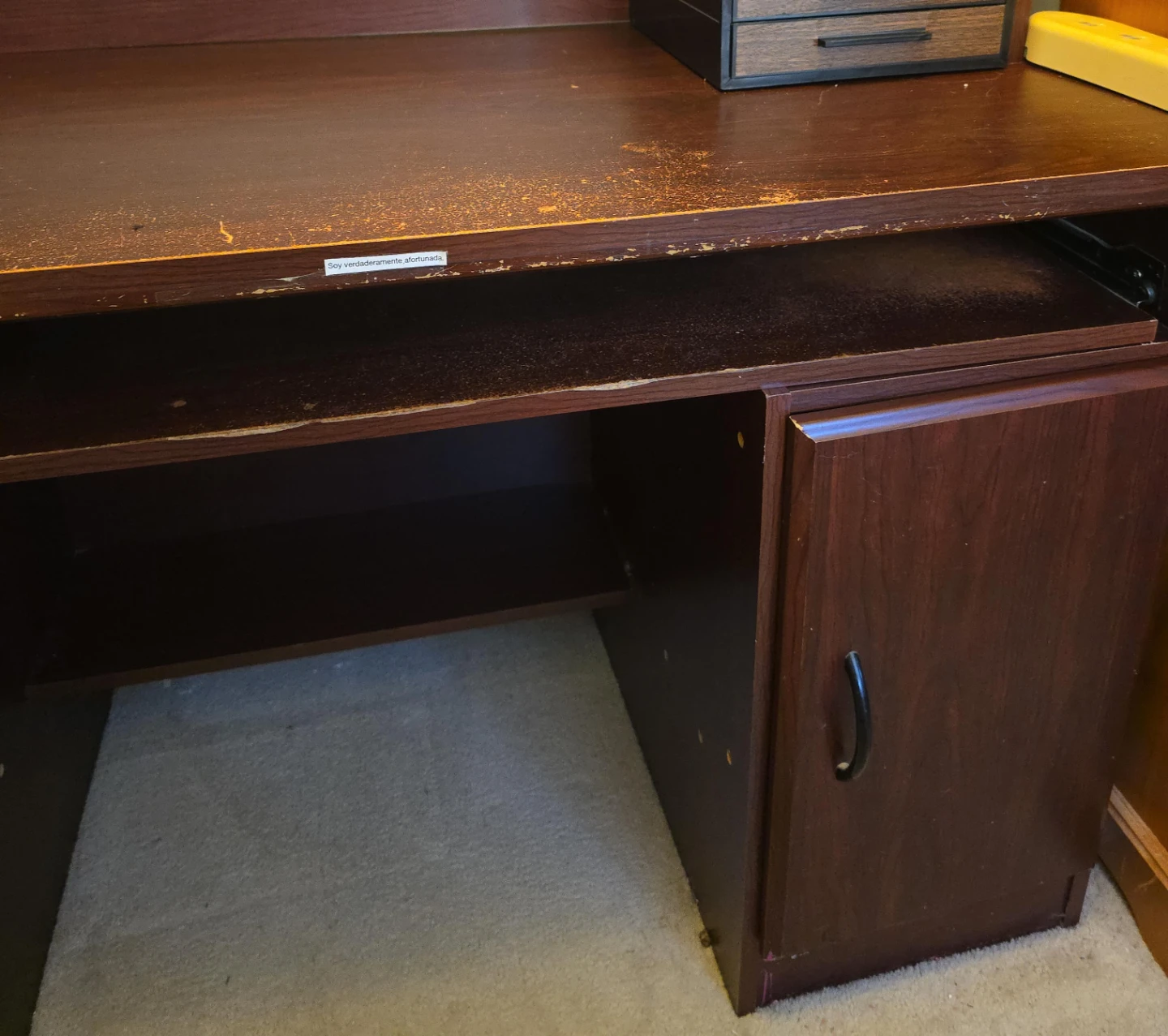 Dark Wood Computer Desk with Hutch