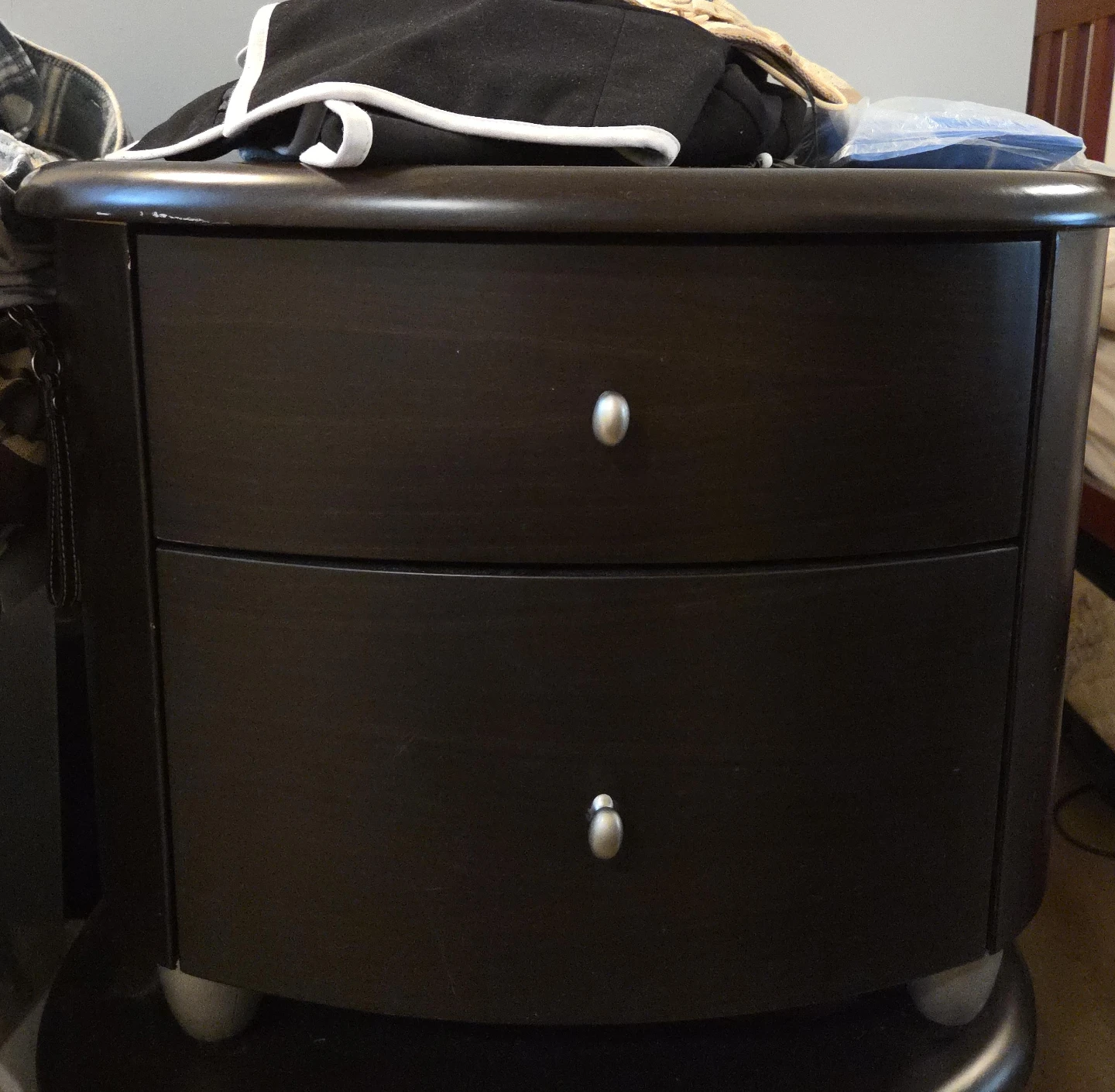 Dark Brown 2-Drawer Nightstand (each)