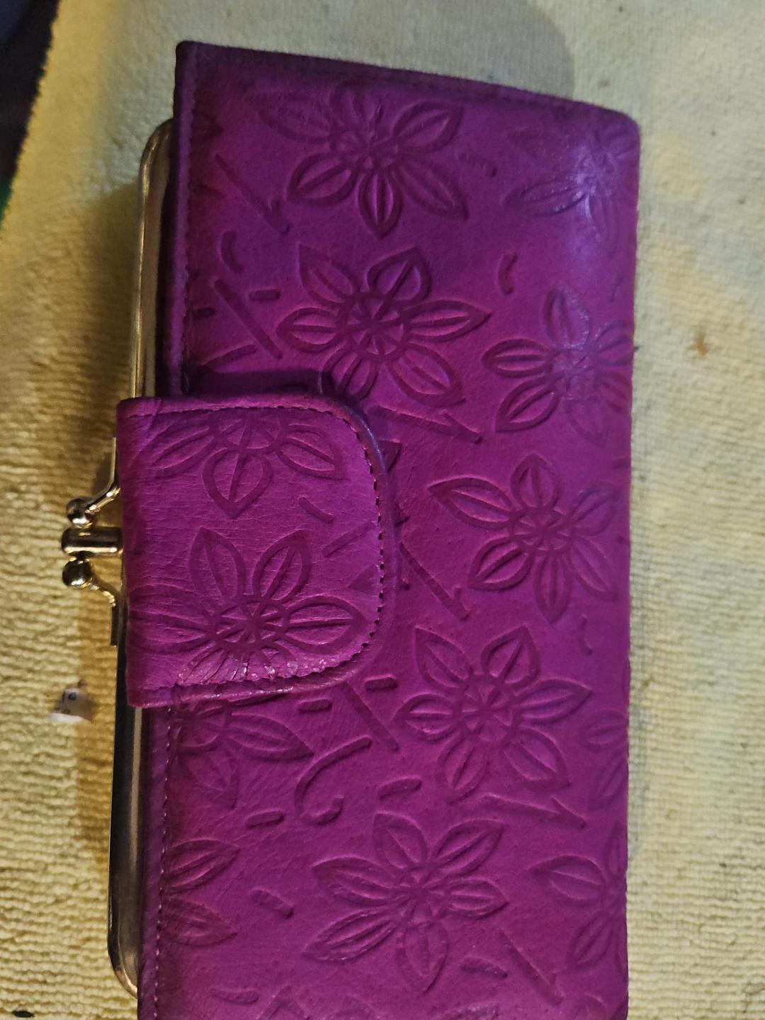 Mundi Purple Embossed Genuine Leather Clutch Wallet