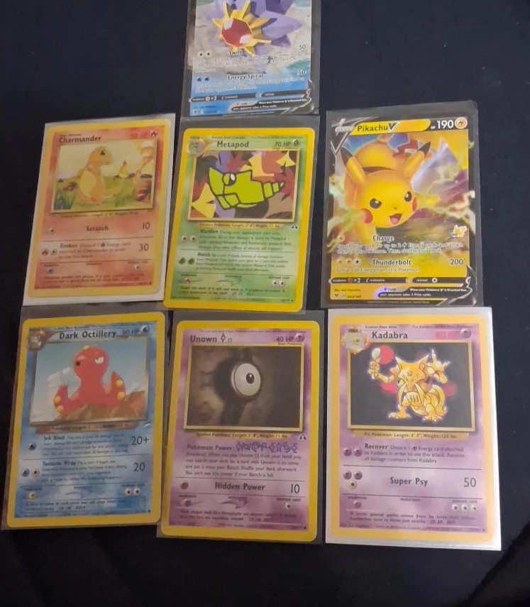 Set of 7 Assorted Pokemon Trading Cards