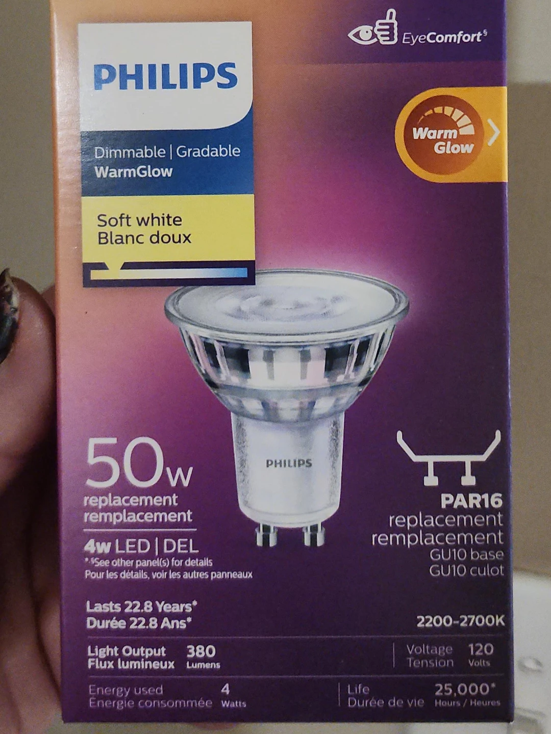 Philips WarmGlow Dimmable LED PAR16 Light Bulb