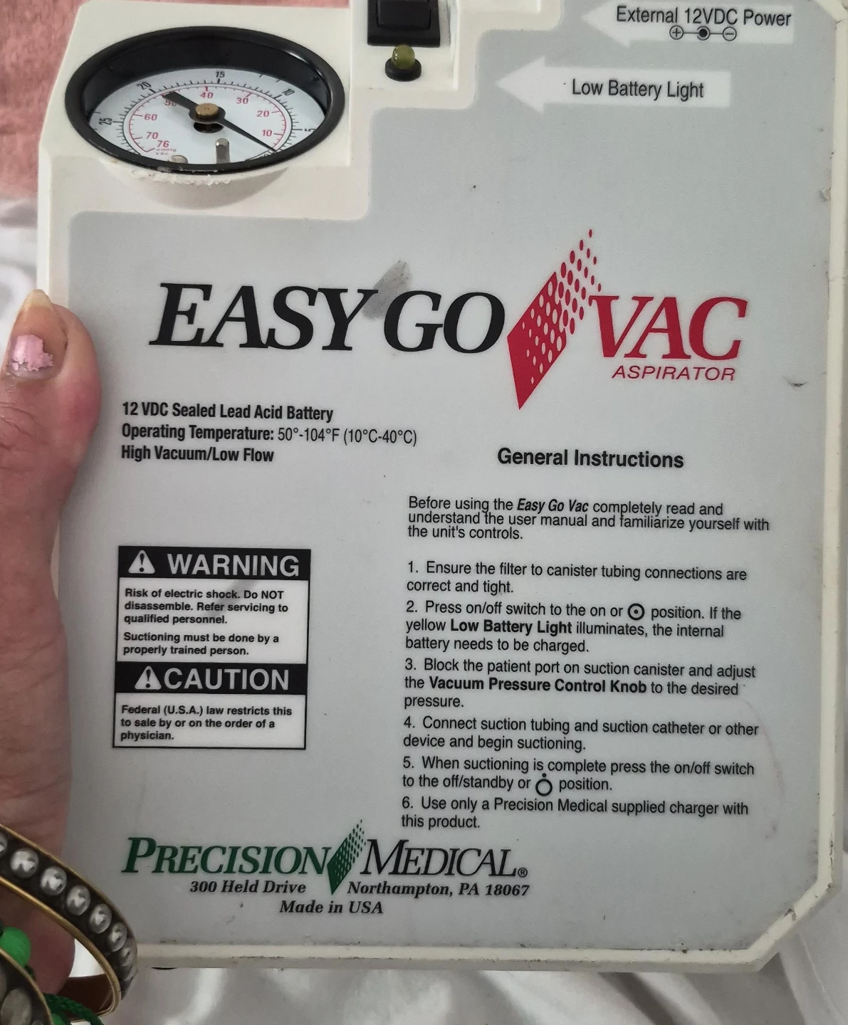 Precision Medical Easy Go Vac Aspirator