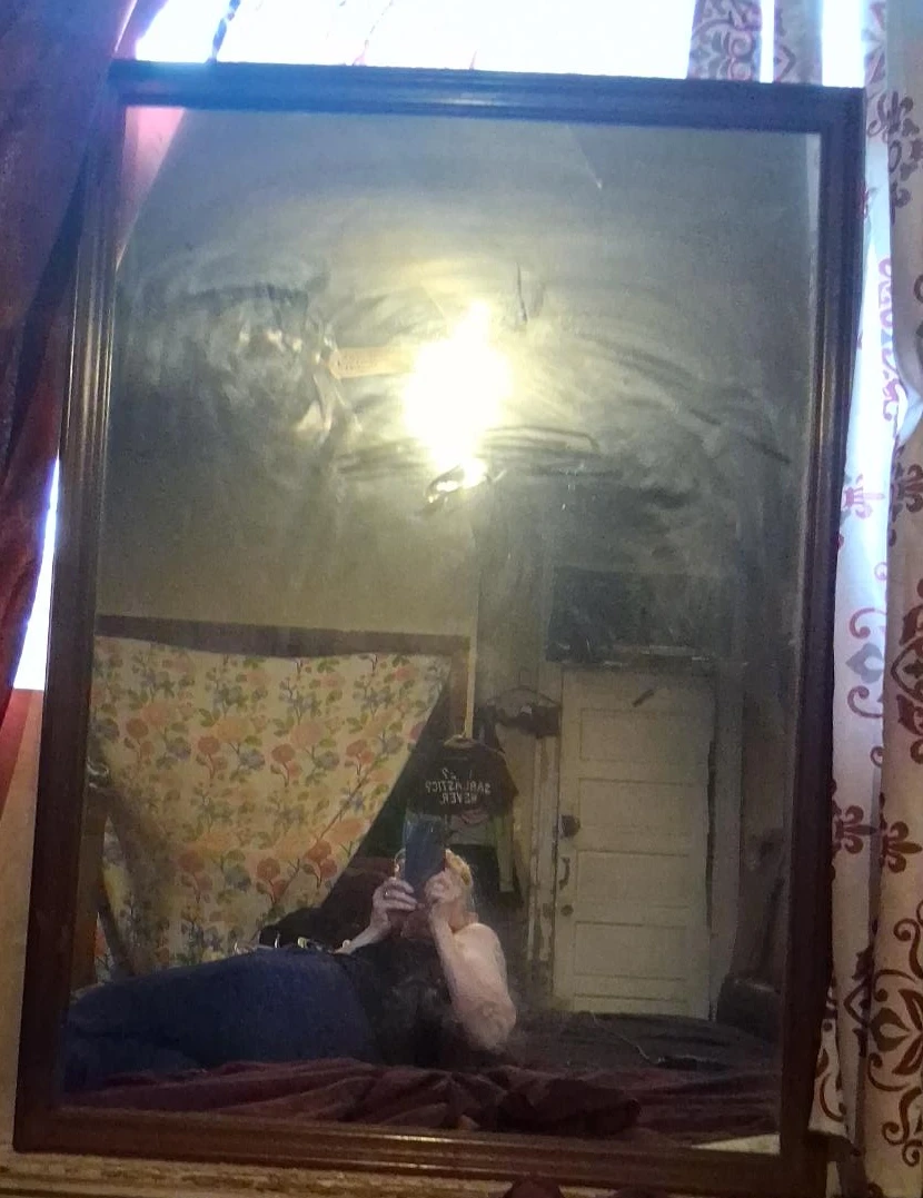 Large Wooden Frame Wall Mirror