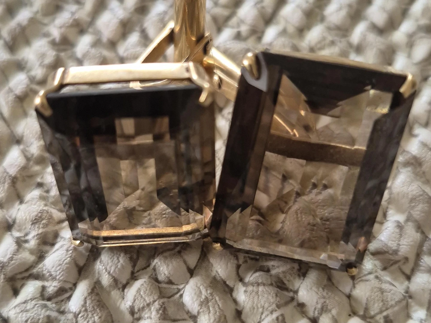 Gold-Tone Smoky Quartz Style Cufflinks