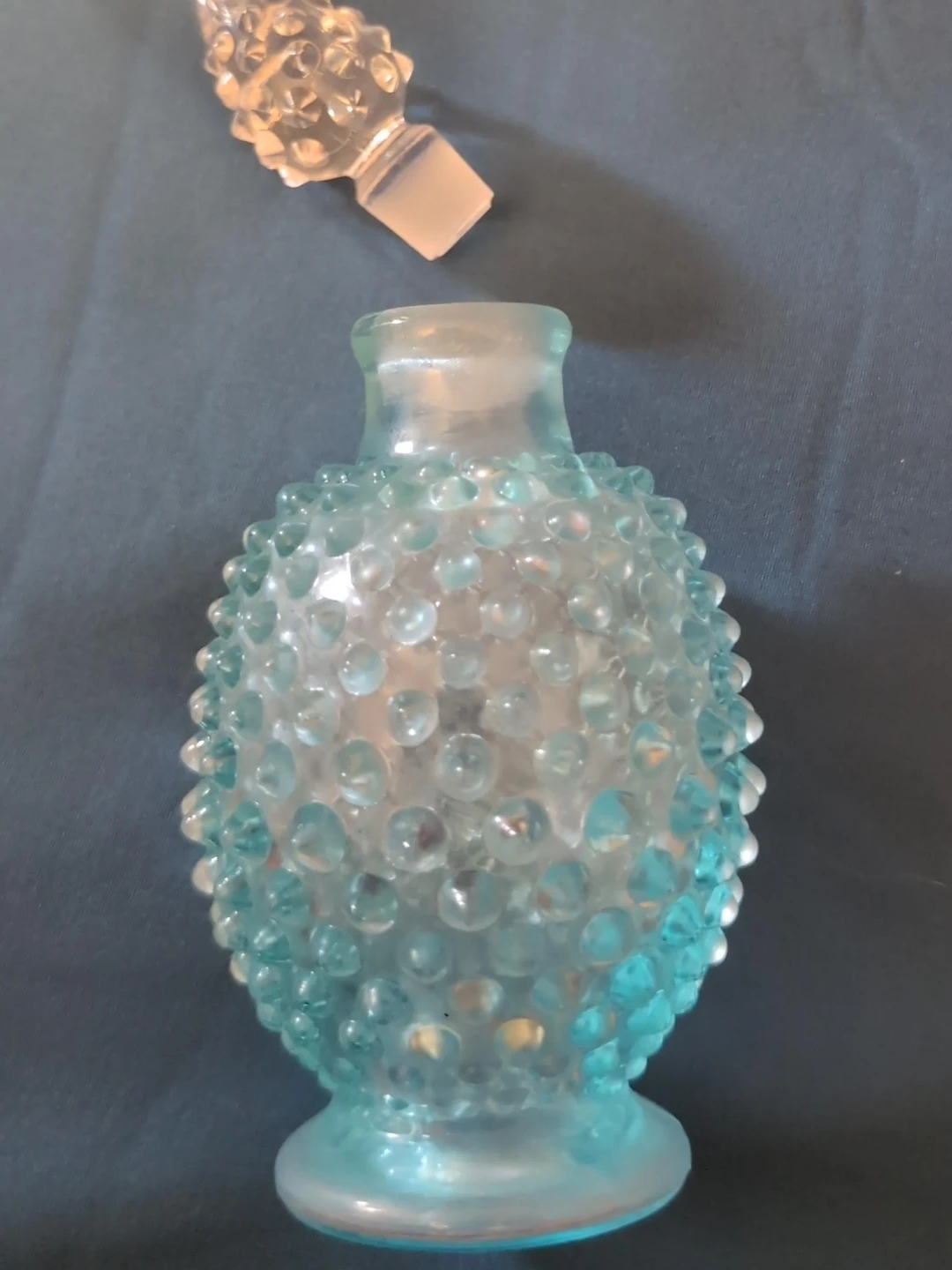 Vintage Blue Hobnail Glass Perfume Bottle
