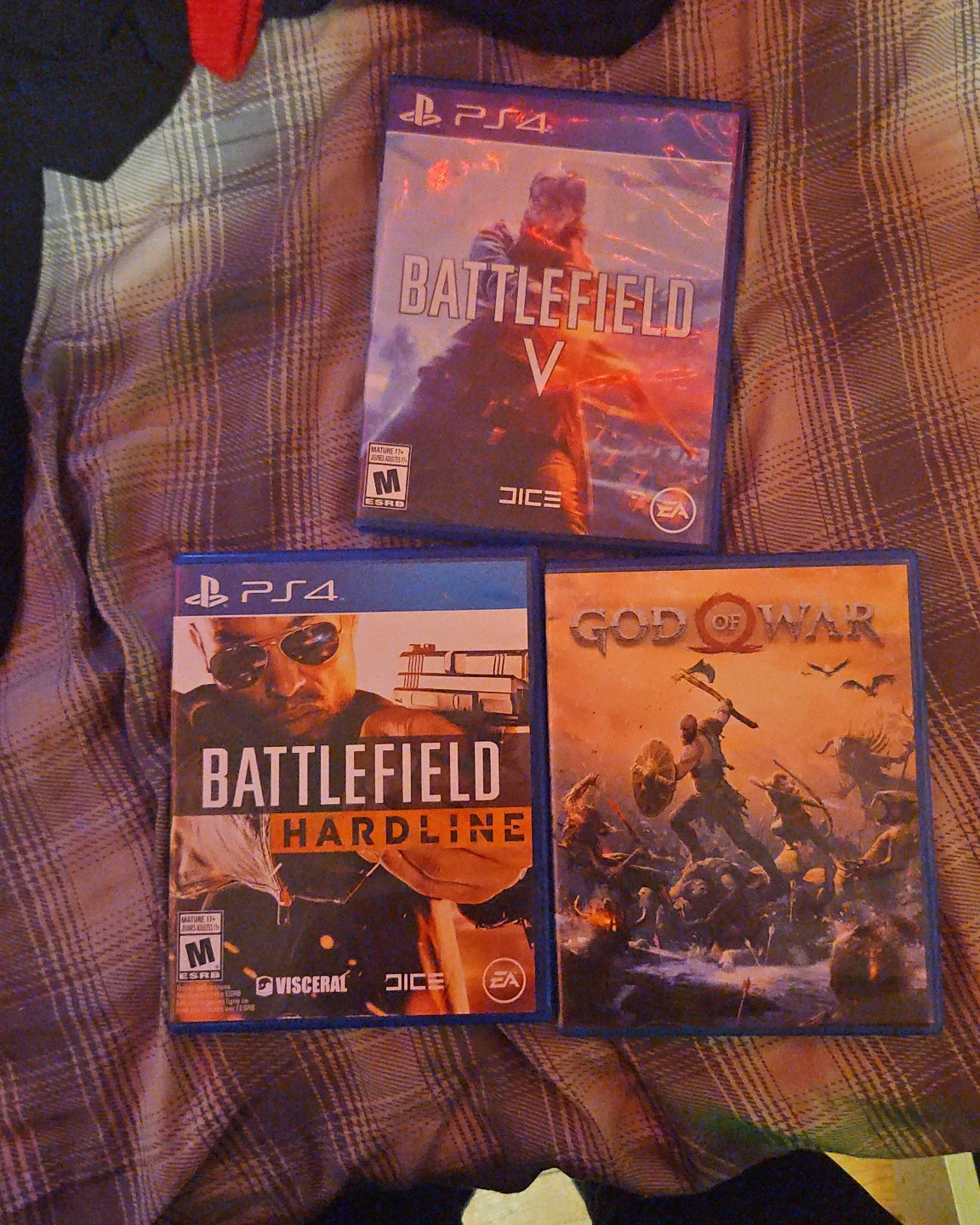PS4 Video Game Bundle: Battlefield V, Hardline, God of War