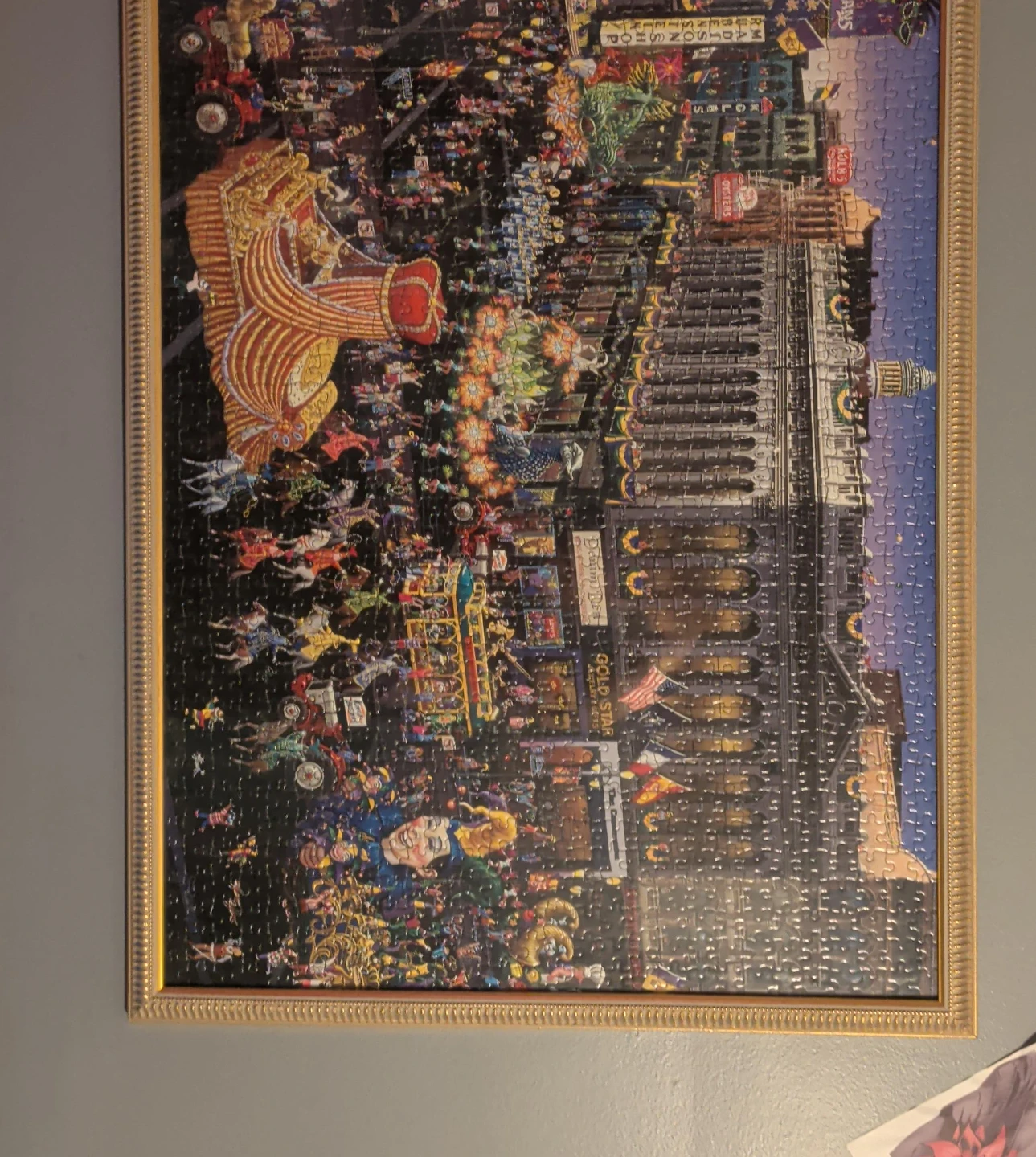 Mardi Gras scene jigsaw puzzle in gold frame