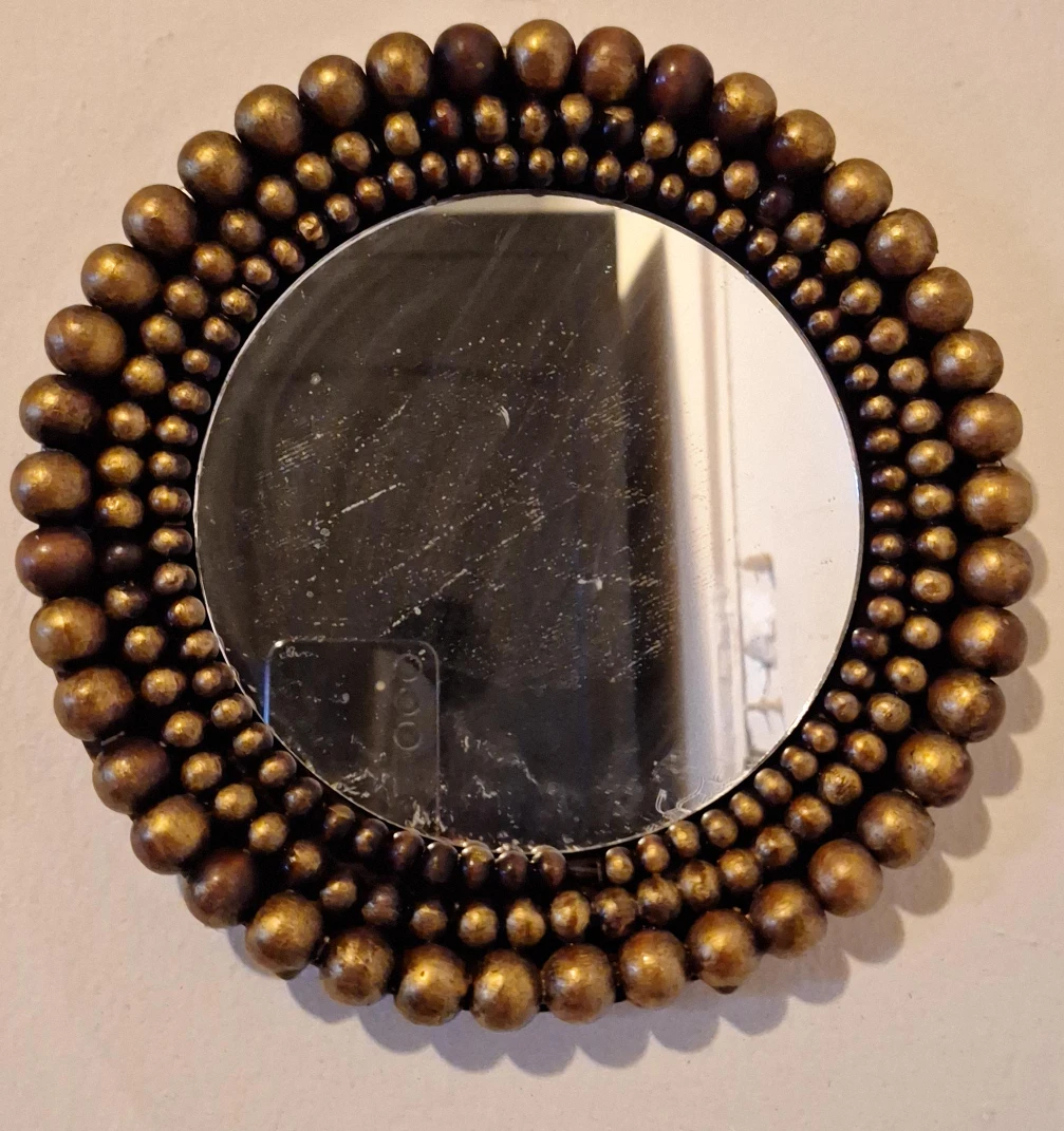 Round Decorative Mirror with Beaded Frame
