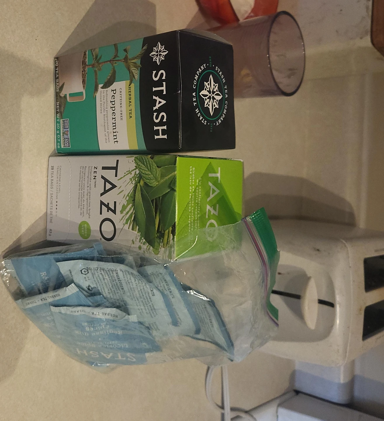 Stash Peppermint and Tazo Zen Tea