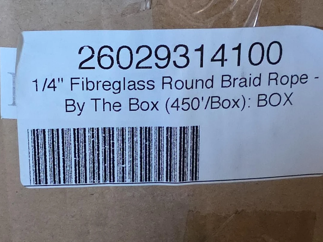 1/4" Fibreglass Round Braid Rope 450' Box