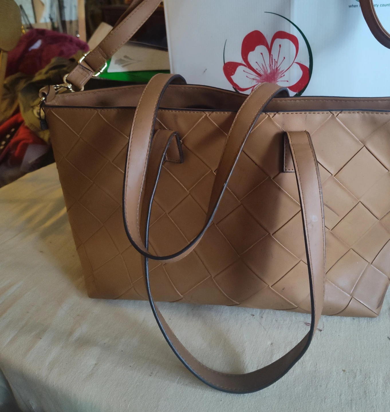 Ardene Tan Woven Tote Bag