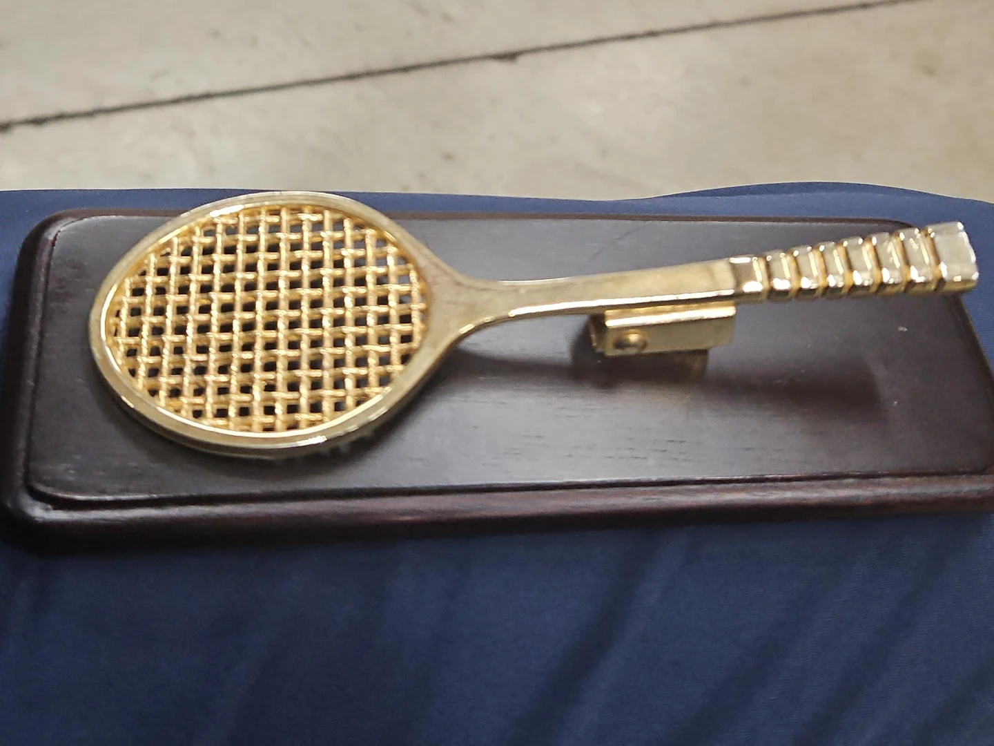 Gold-Tone Tennis Racket Tie Bar