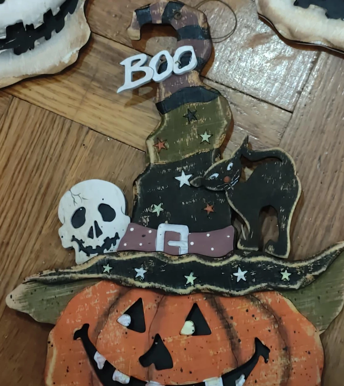 Halloween Wooden Decorations - Pumpkin Witch, Skulls